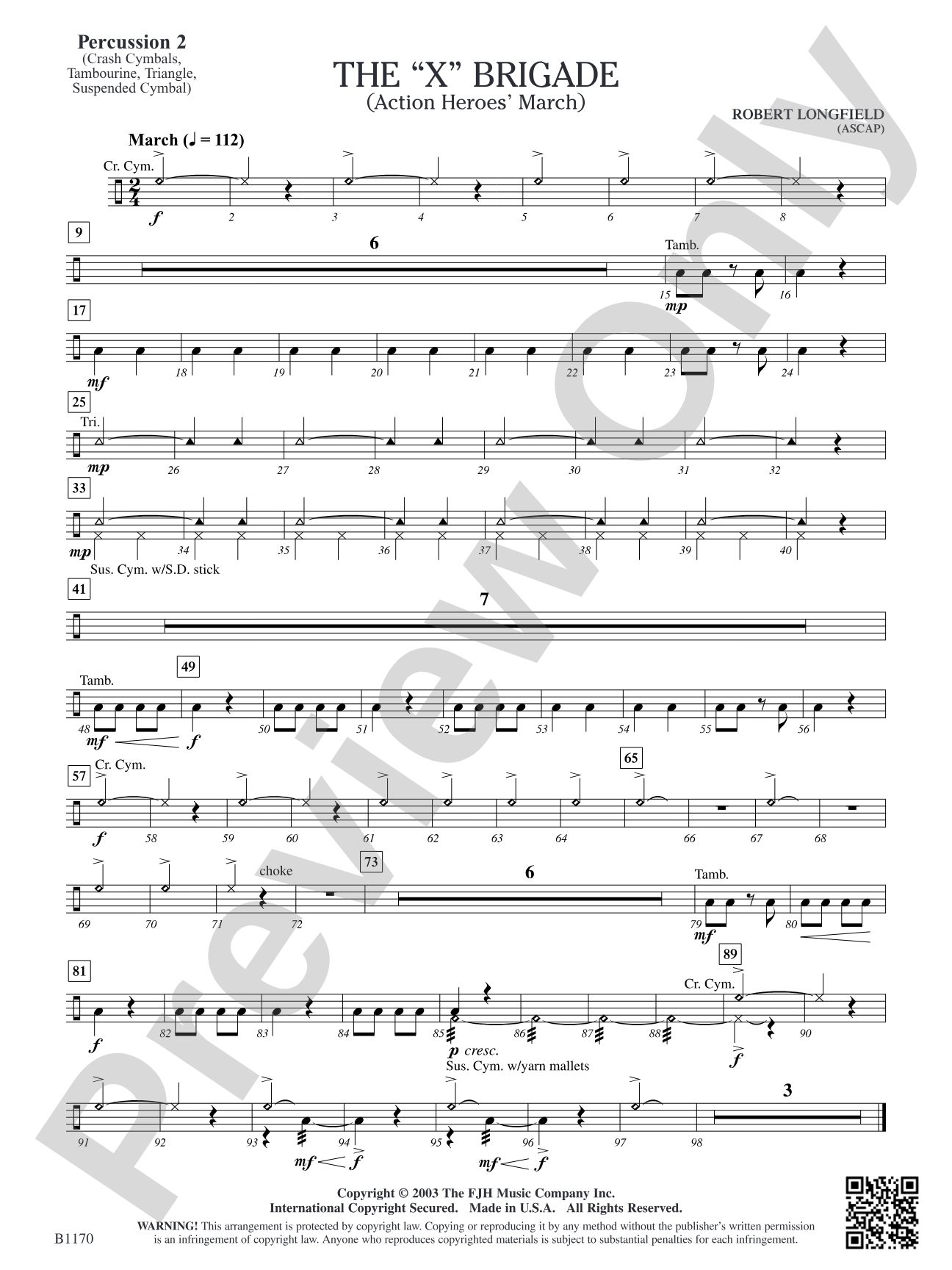 The X Brigade (Action Heroes' March): Percussion 2