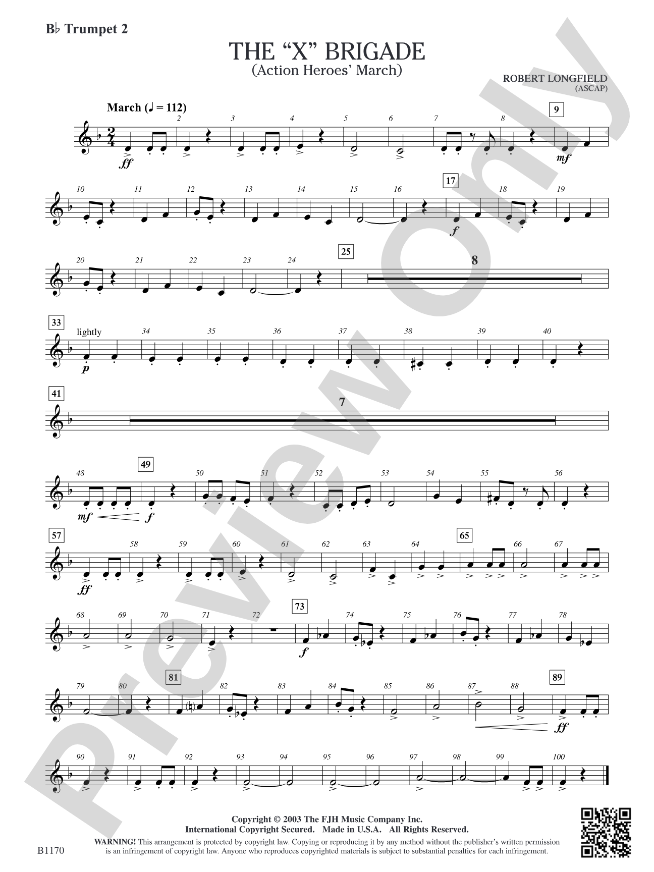 The X Brigade (Action Heroes' March): B-flat Trumpet 2