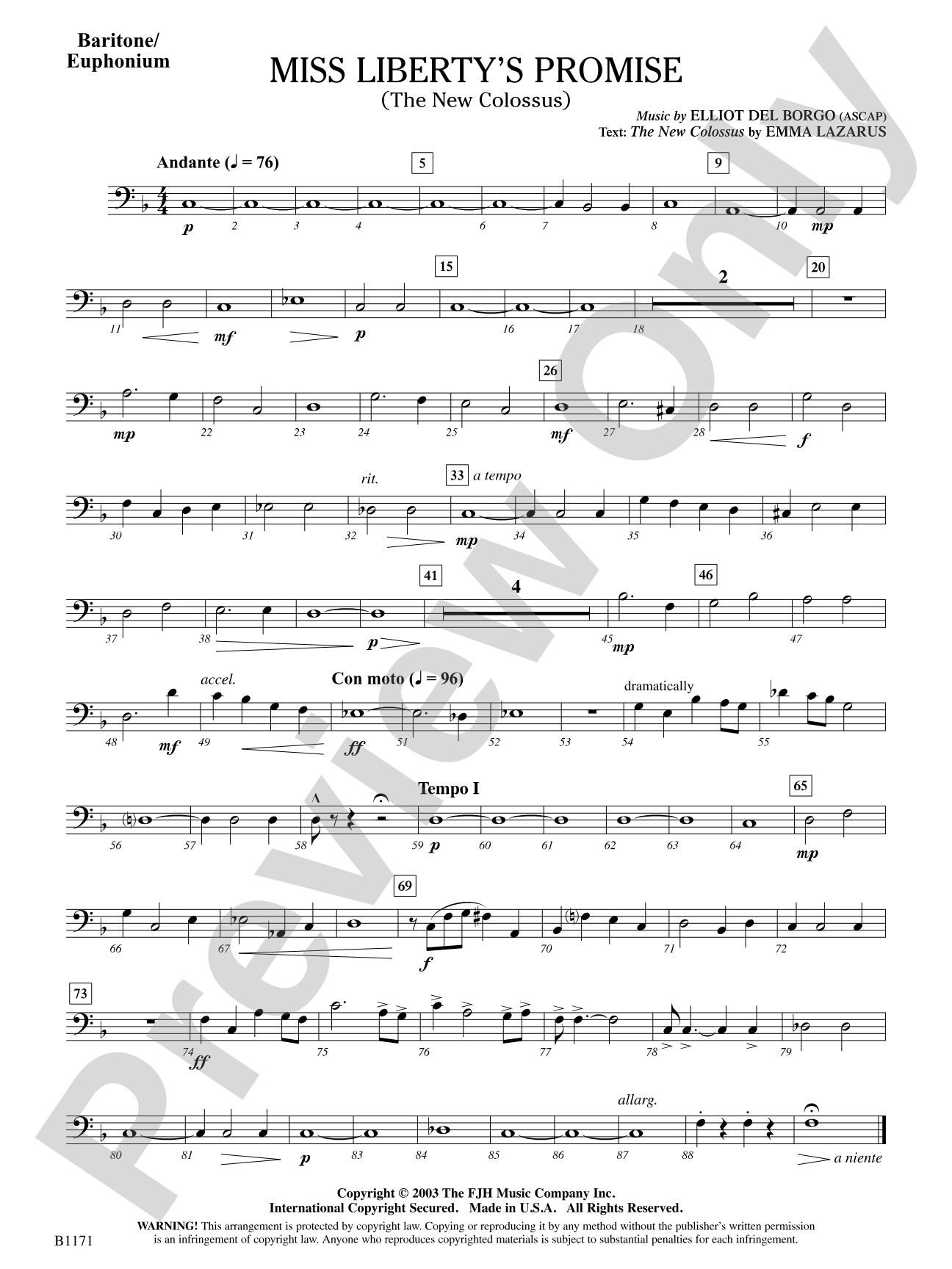 Miss Liberty's Promise (The New Colossus): Baritone/Euphonium