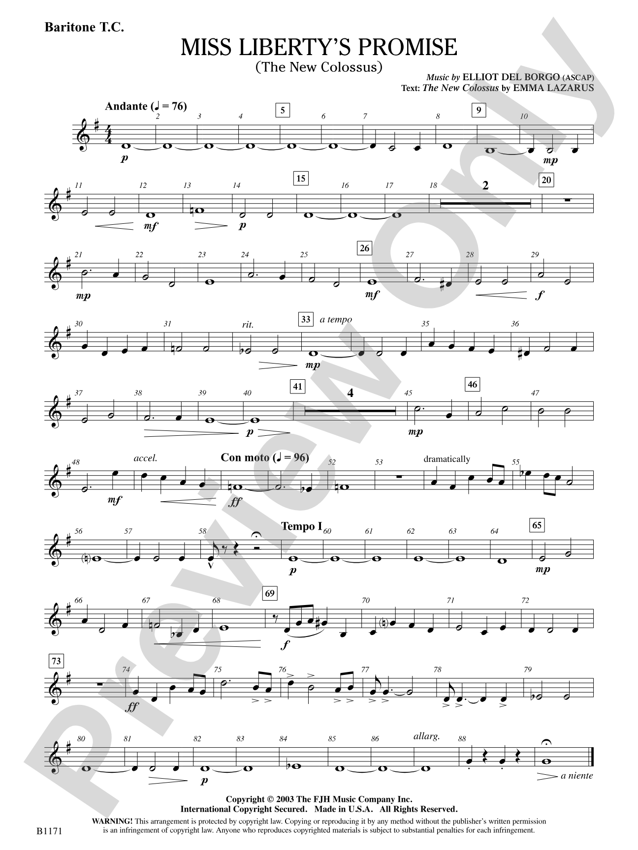 Miss Liberty's Promise (The New Colossus): Baritone T.C.