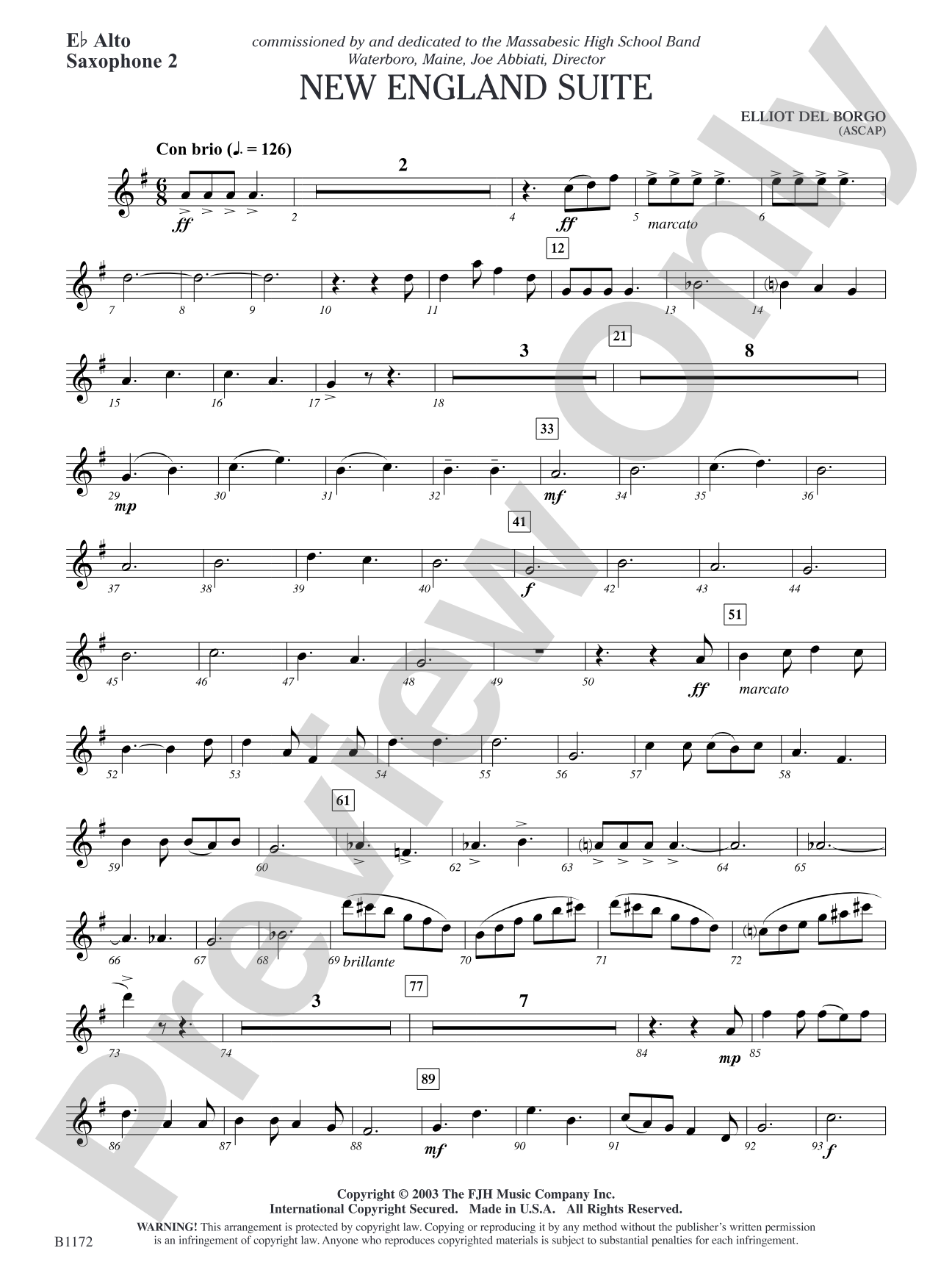 New England Suite: E-flat Alto Saxophone 2