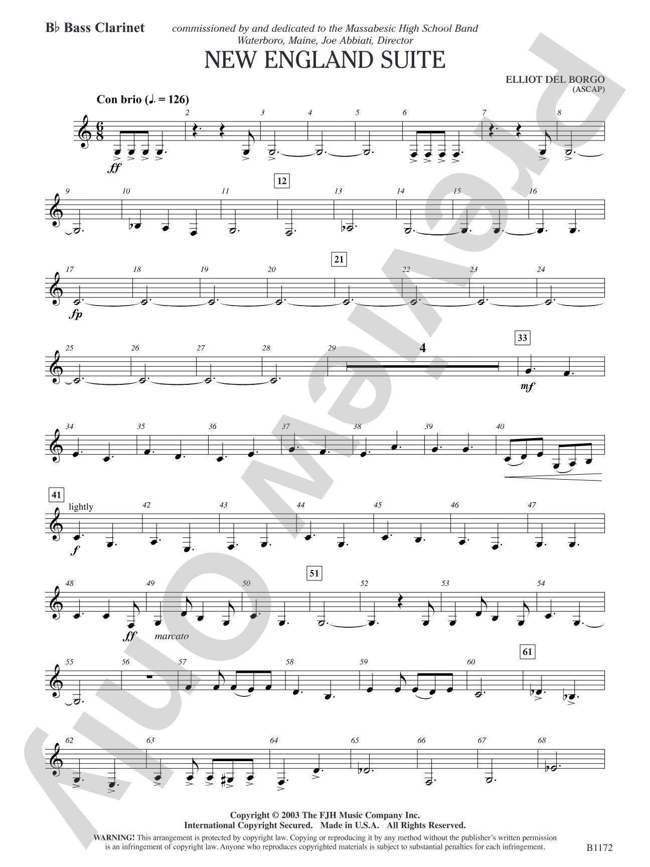 New England Suite: B-flat Bass Clarinet