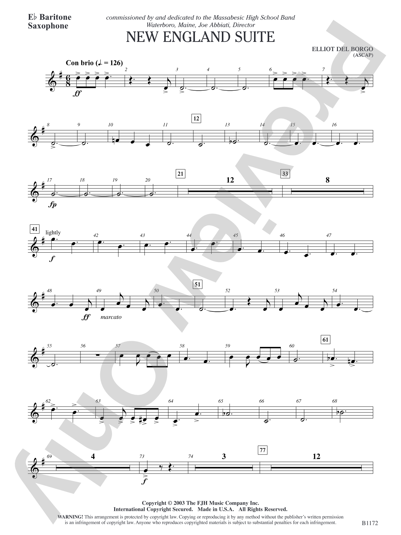 New England Suite: E-flat Baritone Saxophone