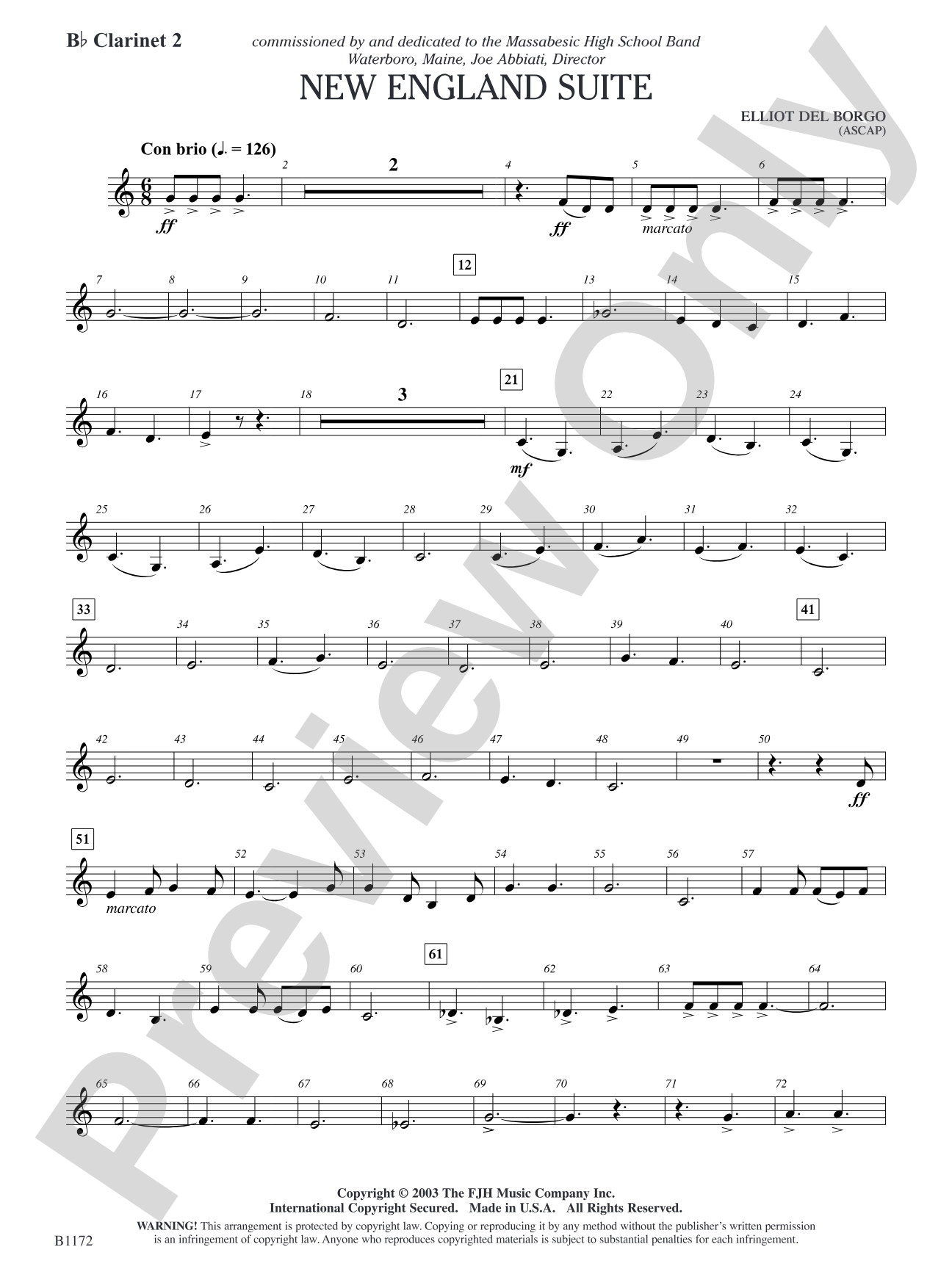 New England Suite: B-flat Clarinet 2