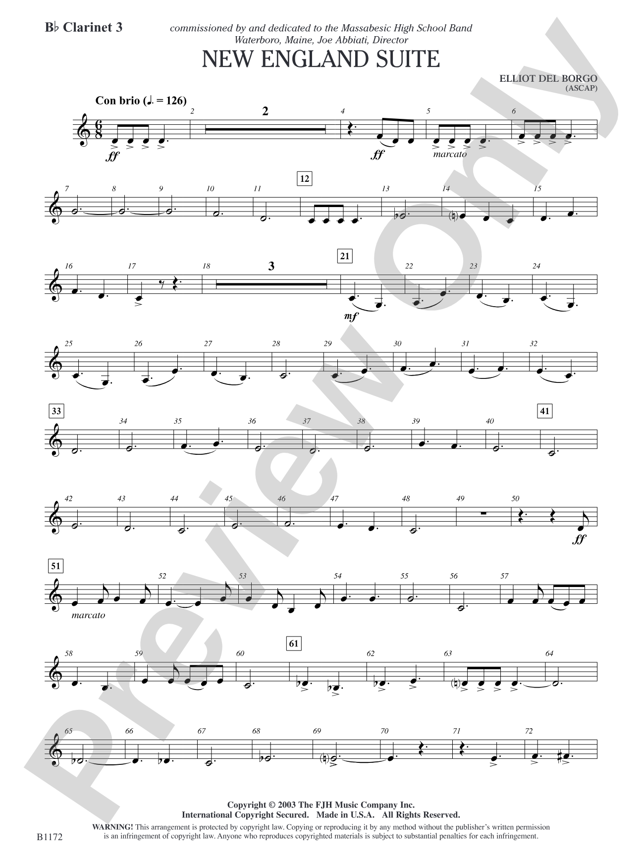 New England Suite: B-flat Clarinet 3