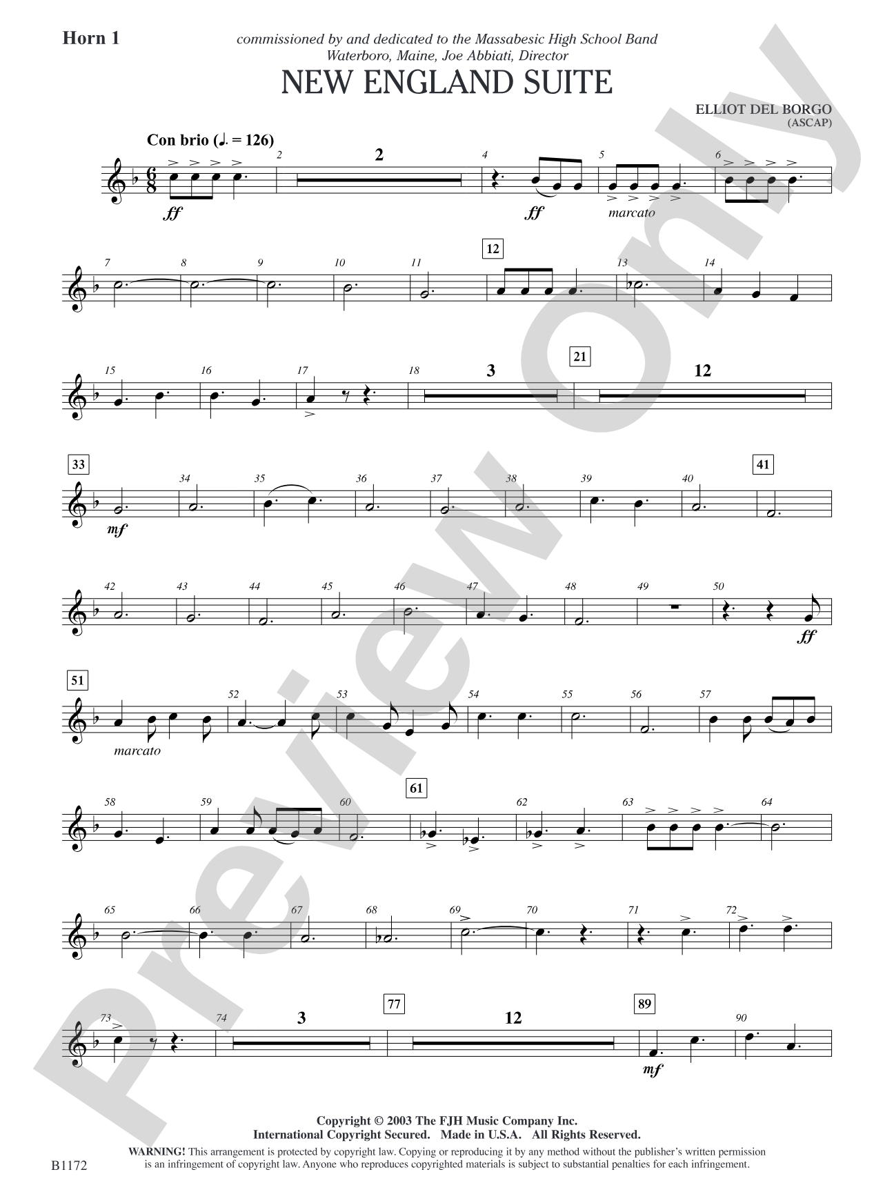 New England Suite: F Horn 1