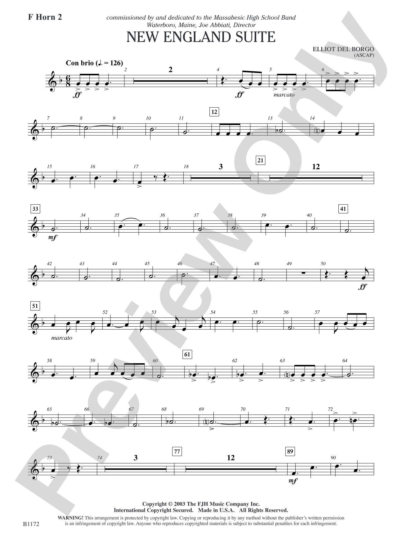 New England Suite: F Horn 2
