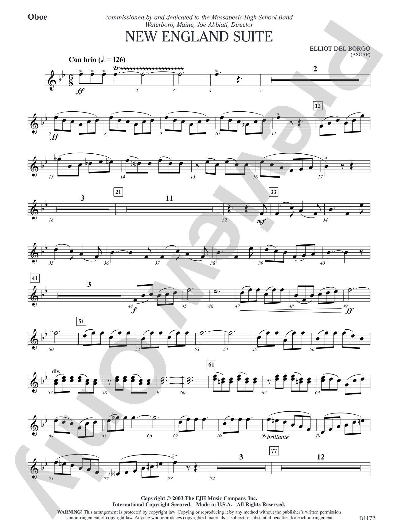 New England Suite: Oboe