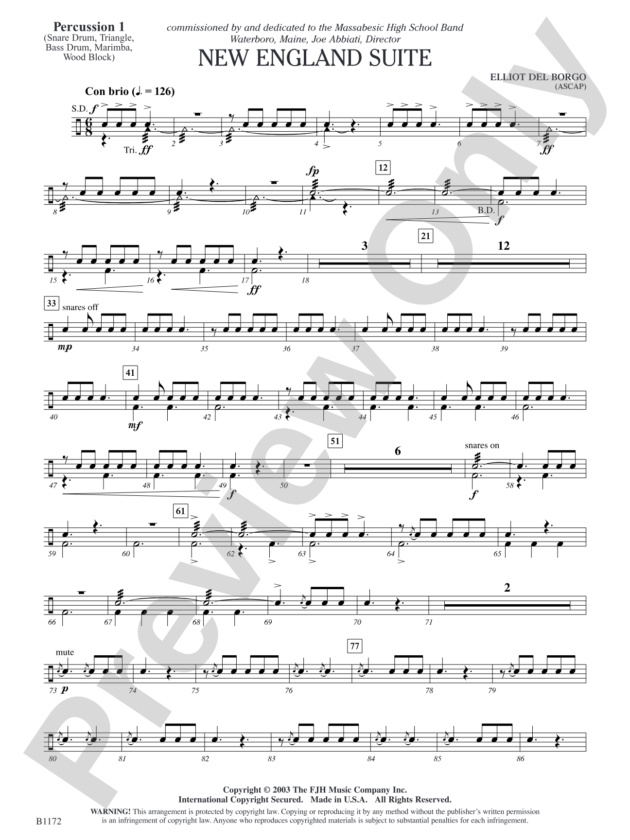 New England Suite: Percussion 1