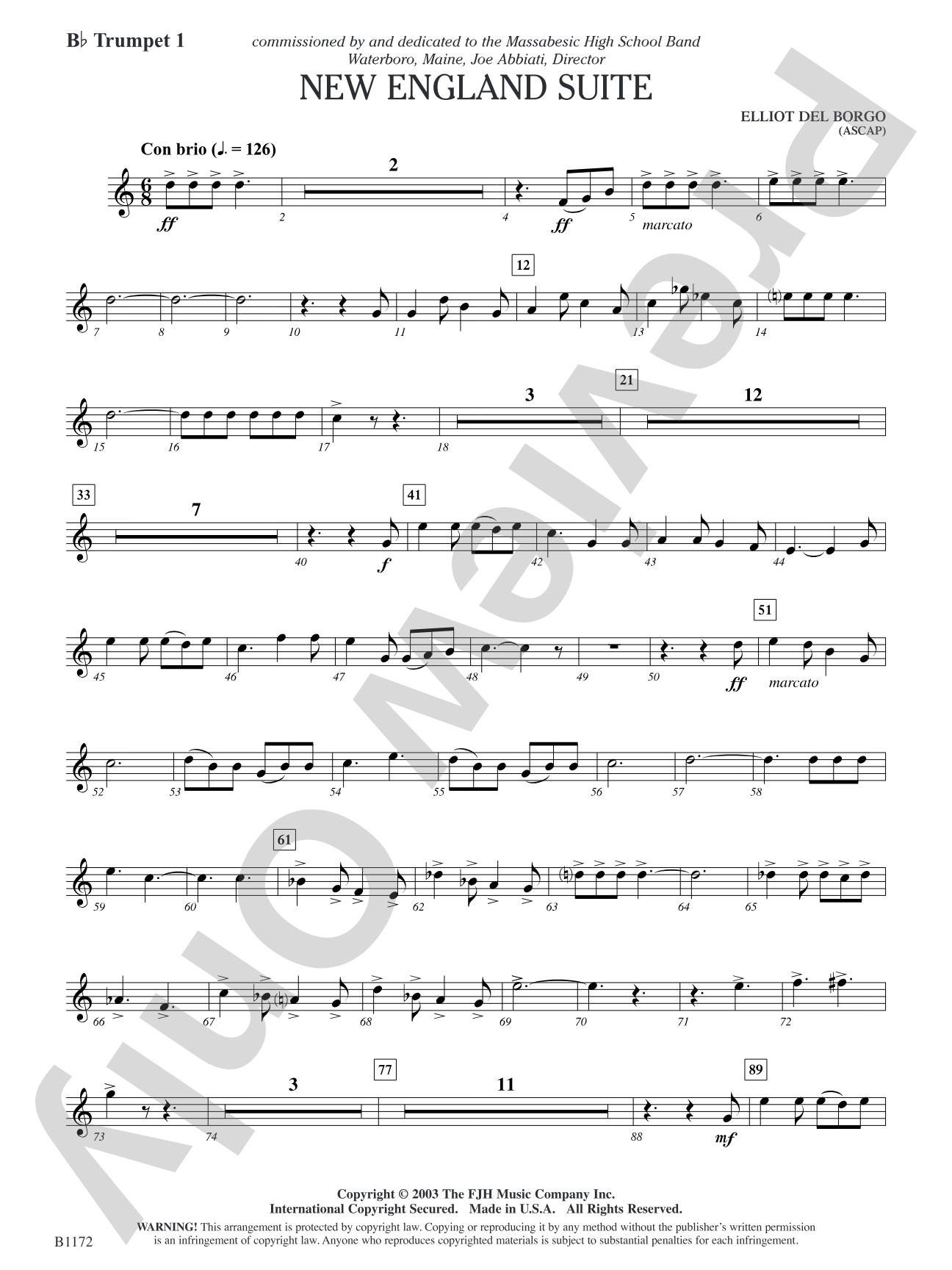 New England Suite: B-flat Trumpet 1