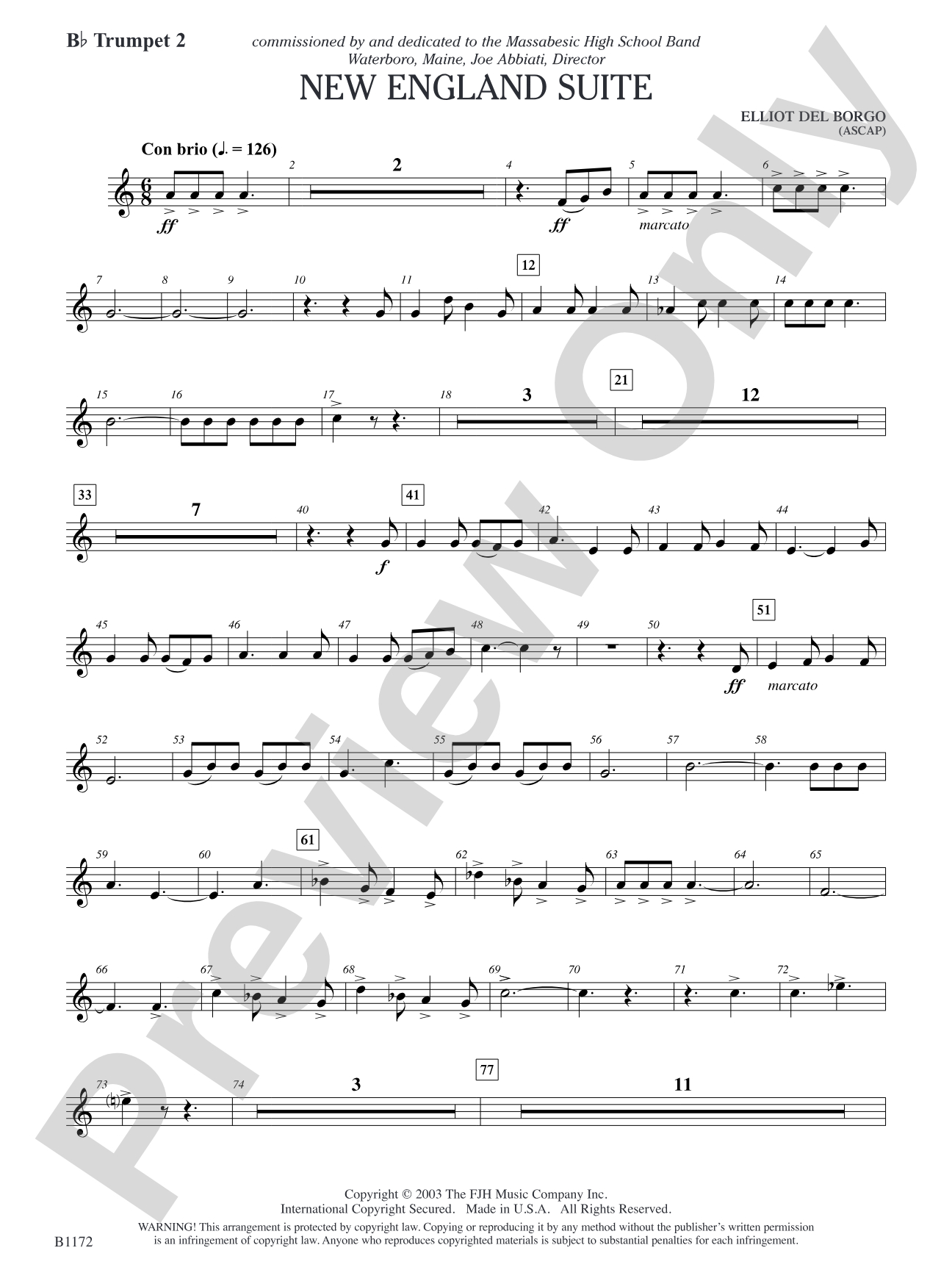 New England Suite: B-flat Trumpet 2