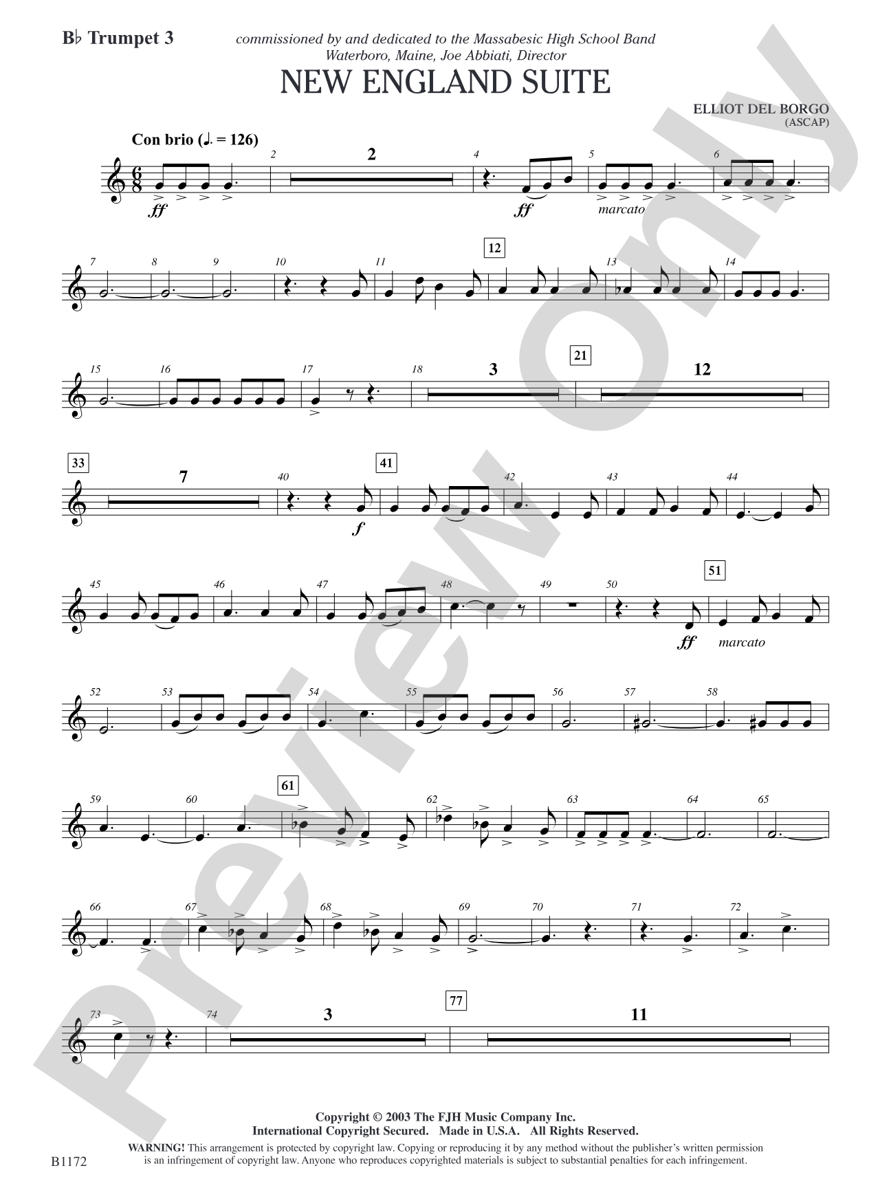 New England Suite: B-flat Trumpet 3