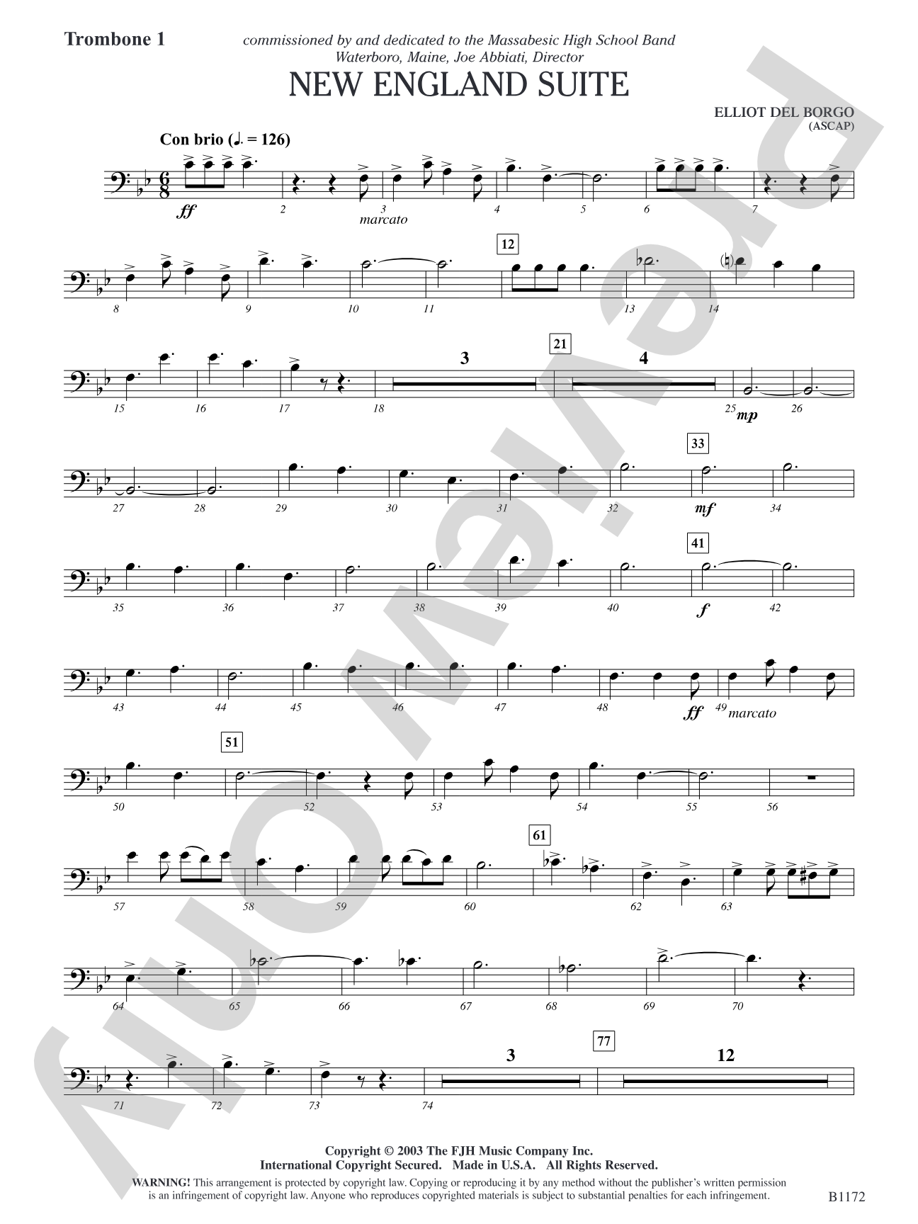 New England Suite: Trombone 1
