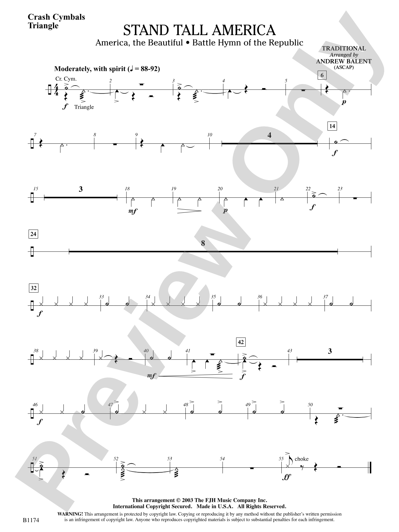 Stand Tall America: Crash Cymbals/Triangle