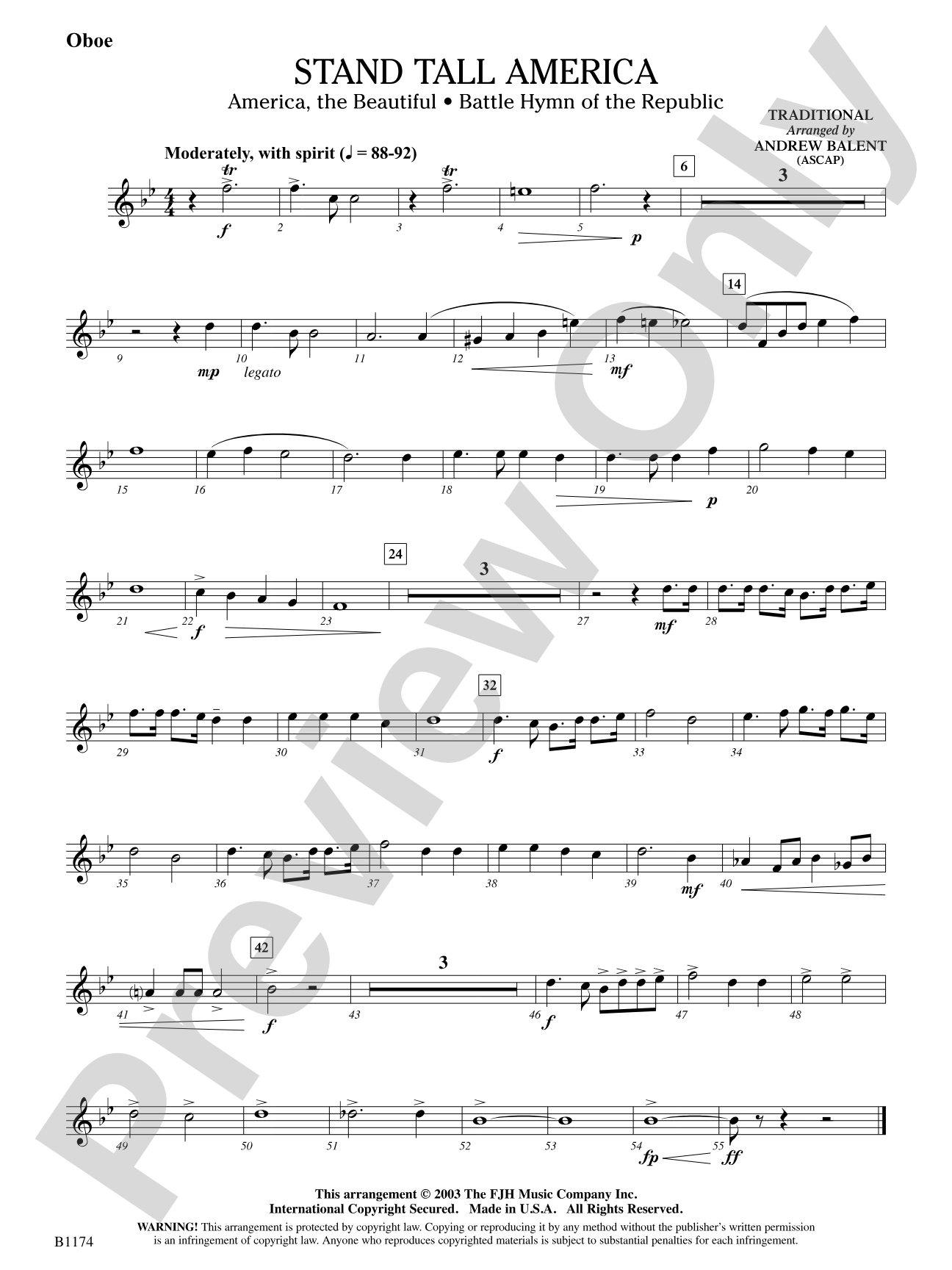 Stand Tall America: Oboe