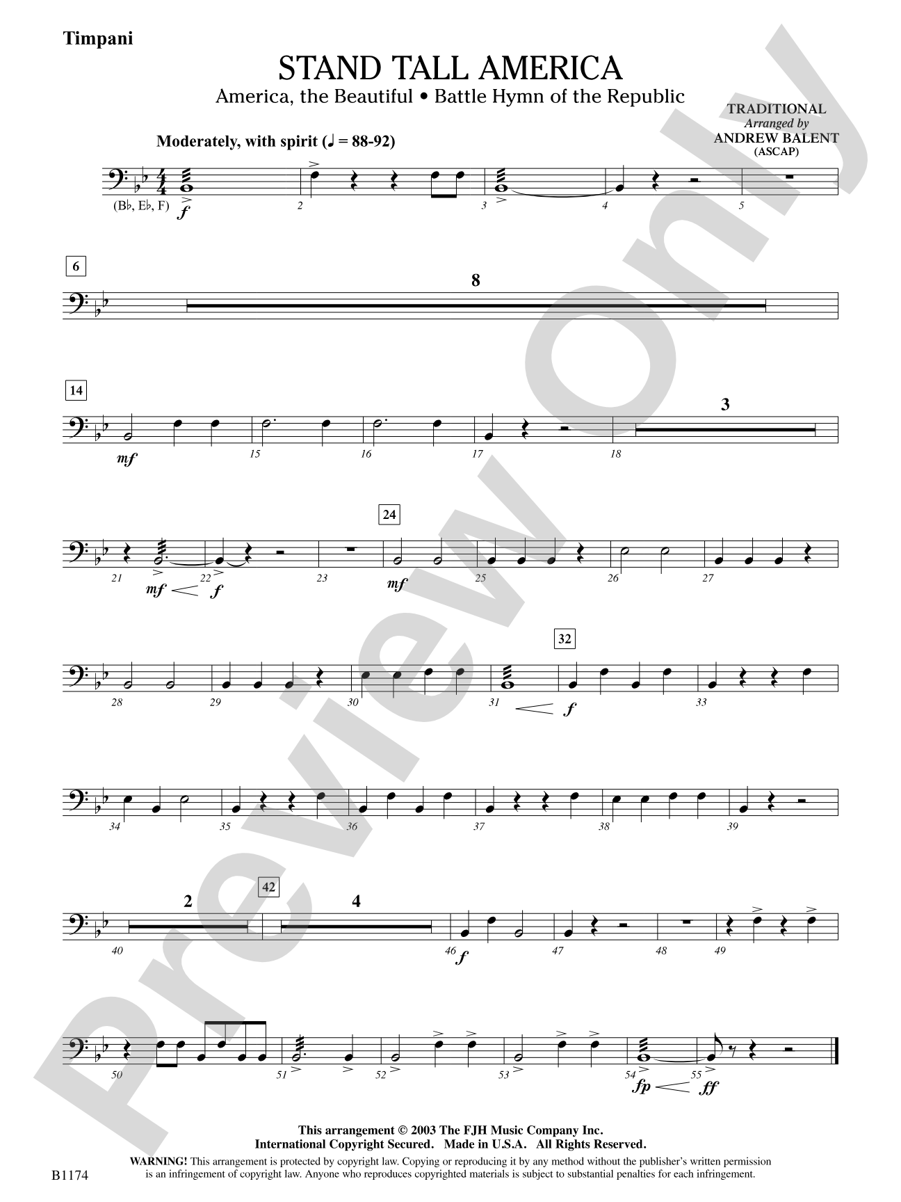 Stand Tall America: Optional Timpani
