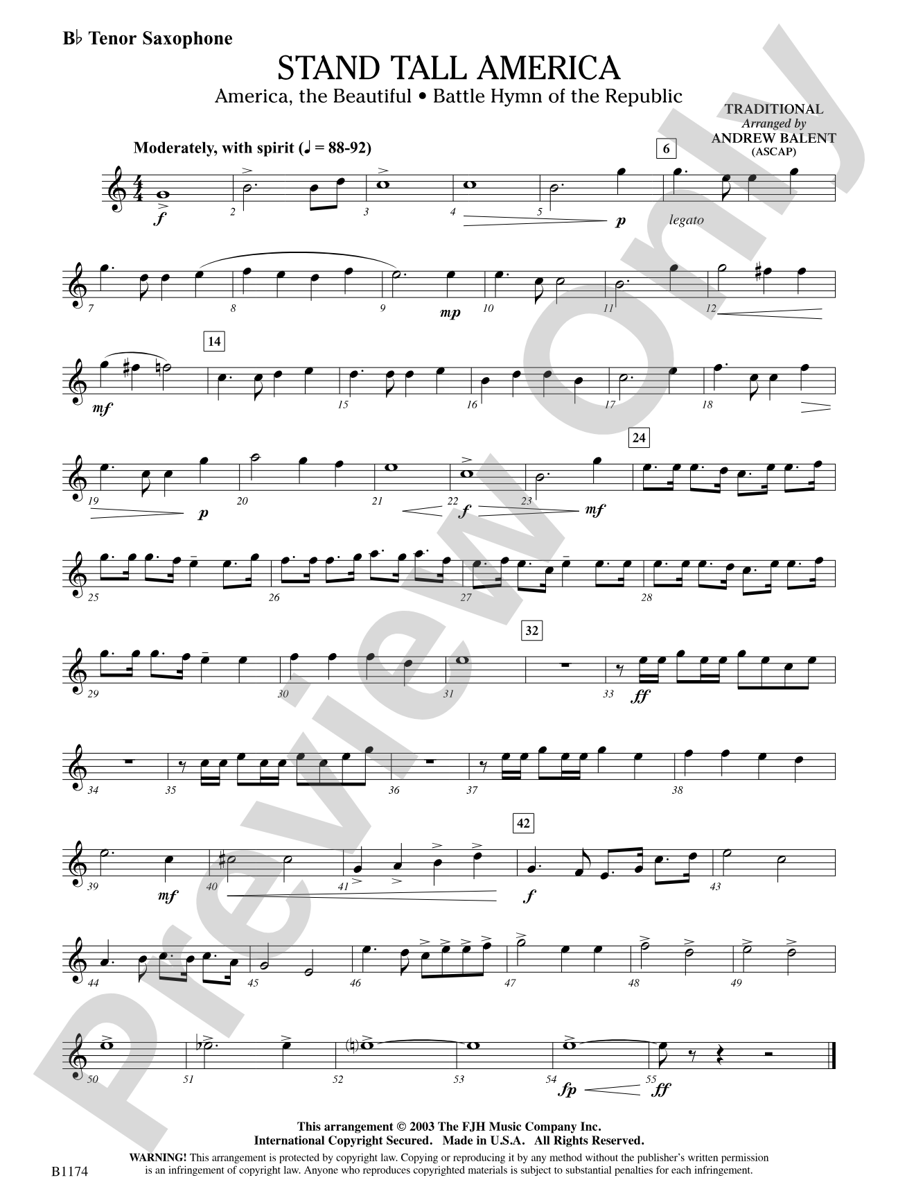 Stand Tall America: B-flat Tenor Saxophone