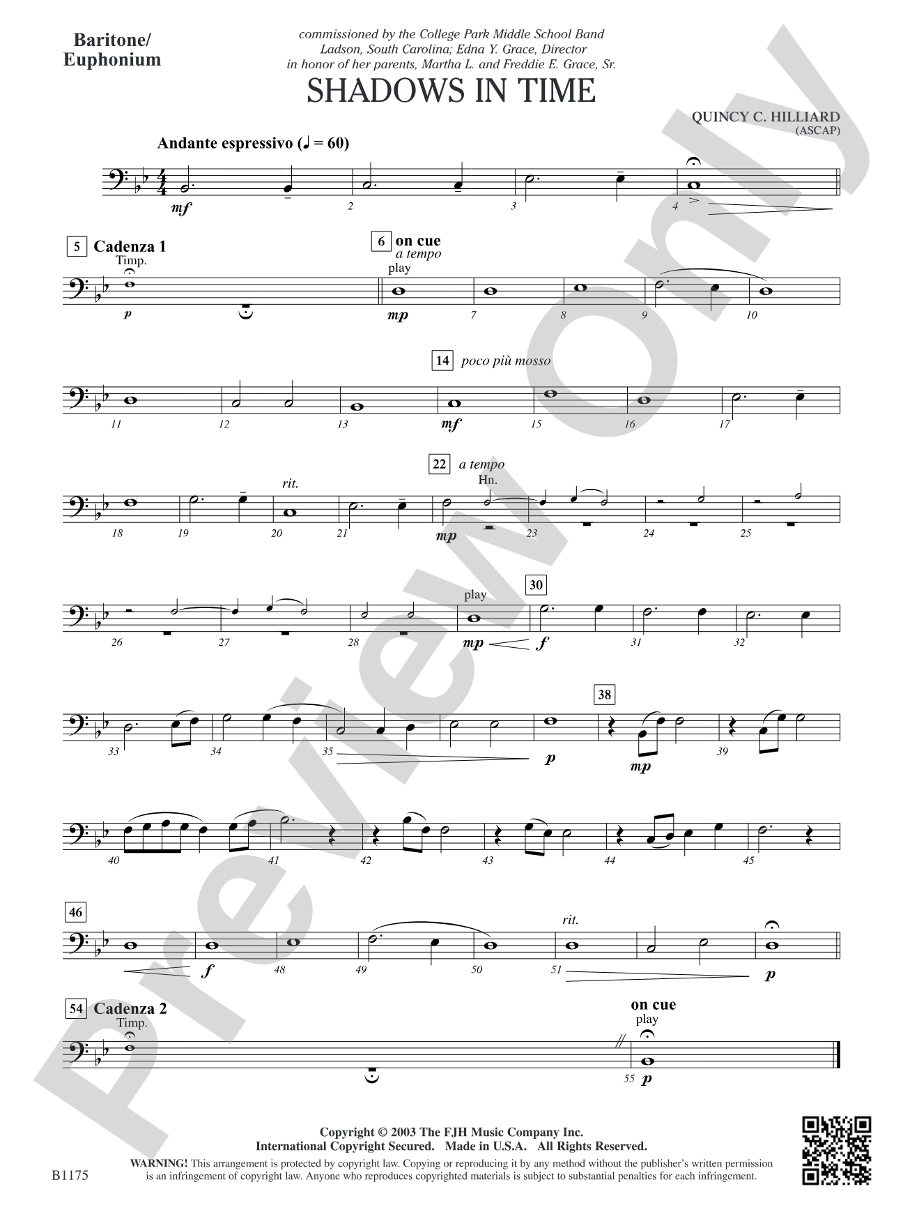Shadows in Time: Baritone/Euphonium