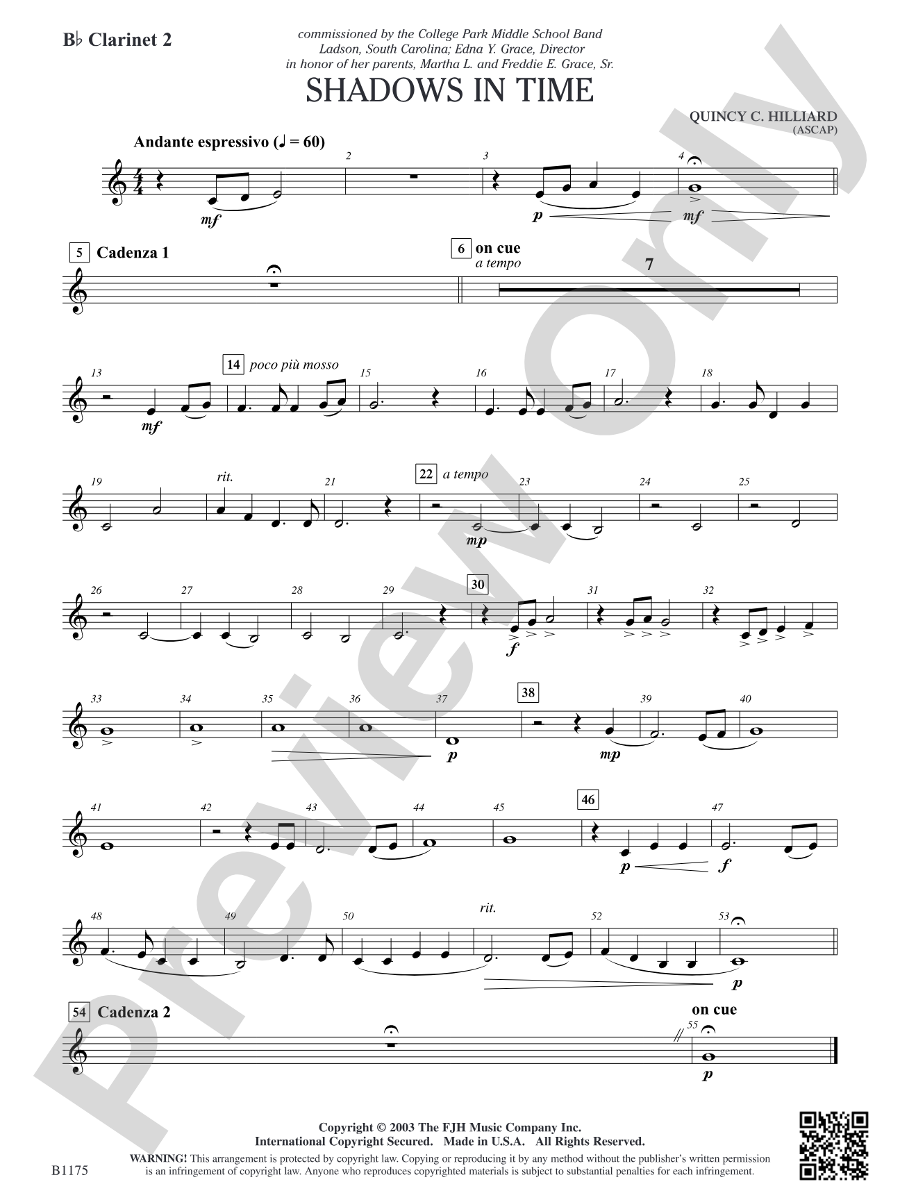 Shadows in Time: B-flat Clarinet 2