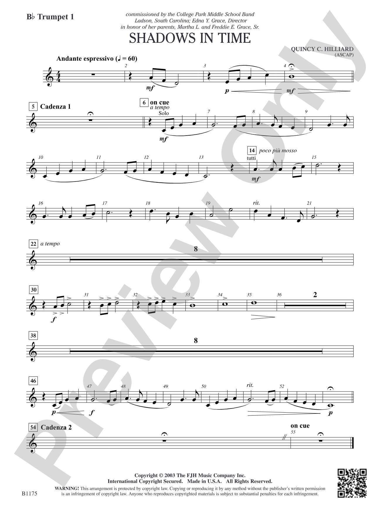 Shadows in Time: B-flat Trumpet 1