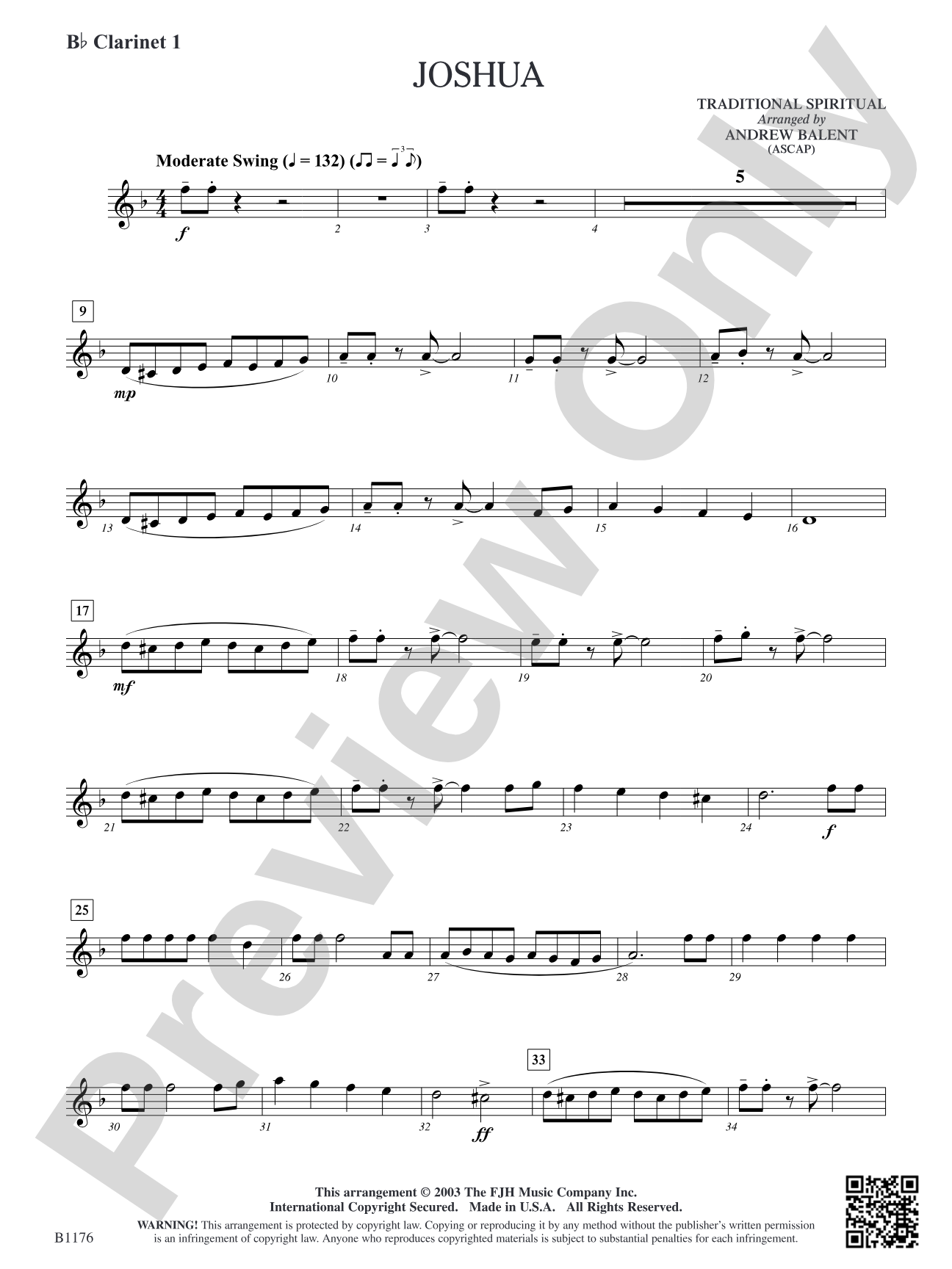 Joshua: B-flat Clarinet 1