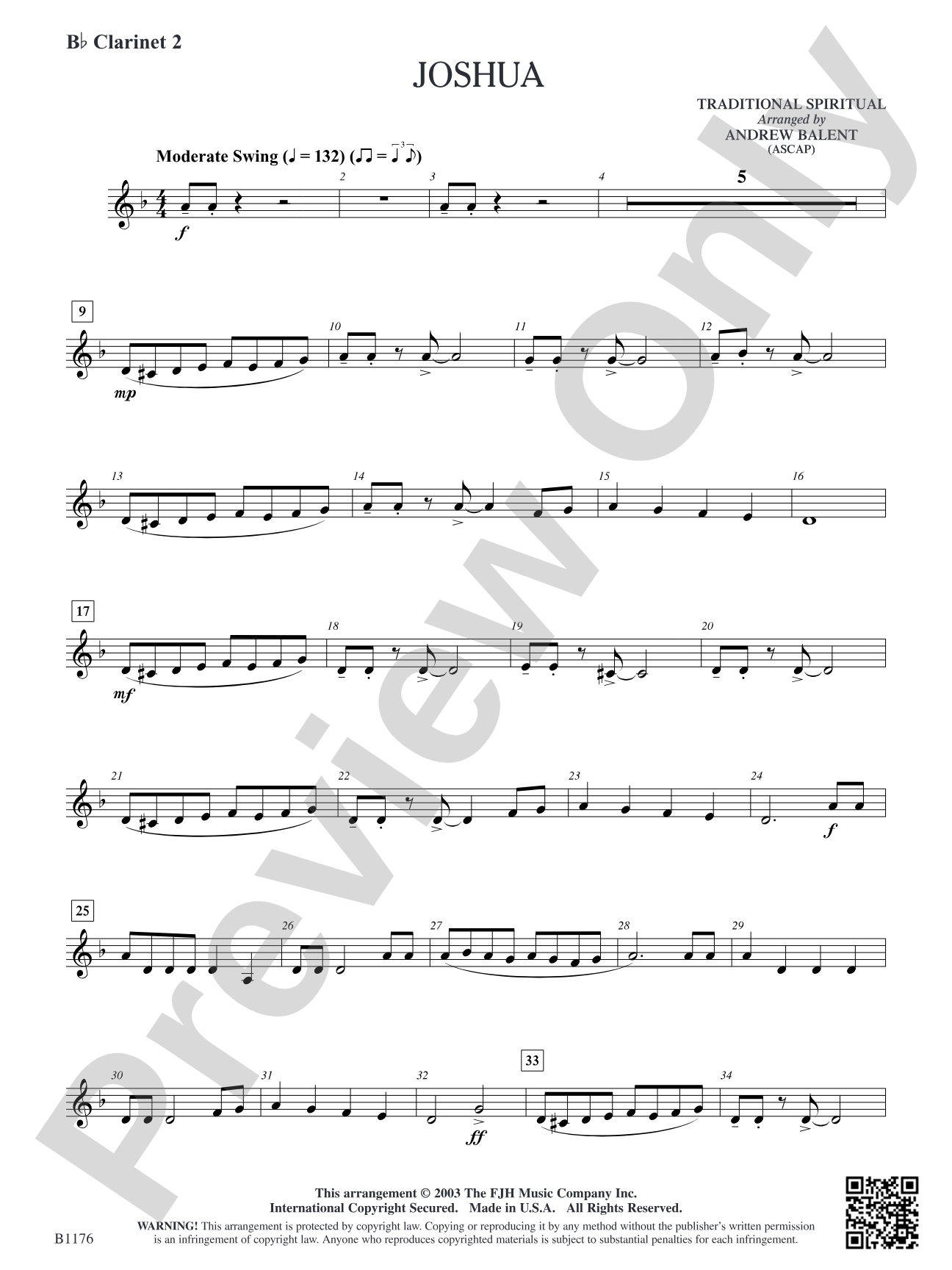 Joshua: B-flat Clarinet 2
