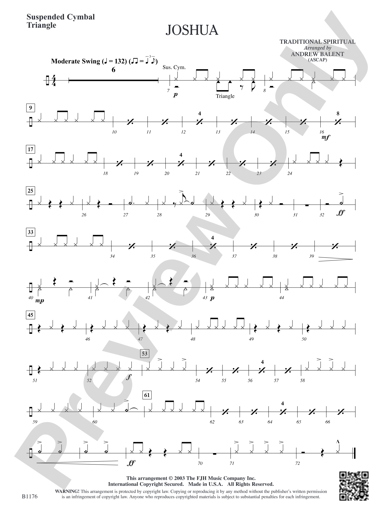 Joshua: Suspended Cymbal/Triangle