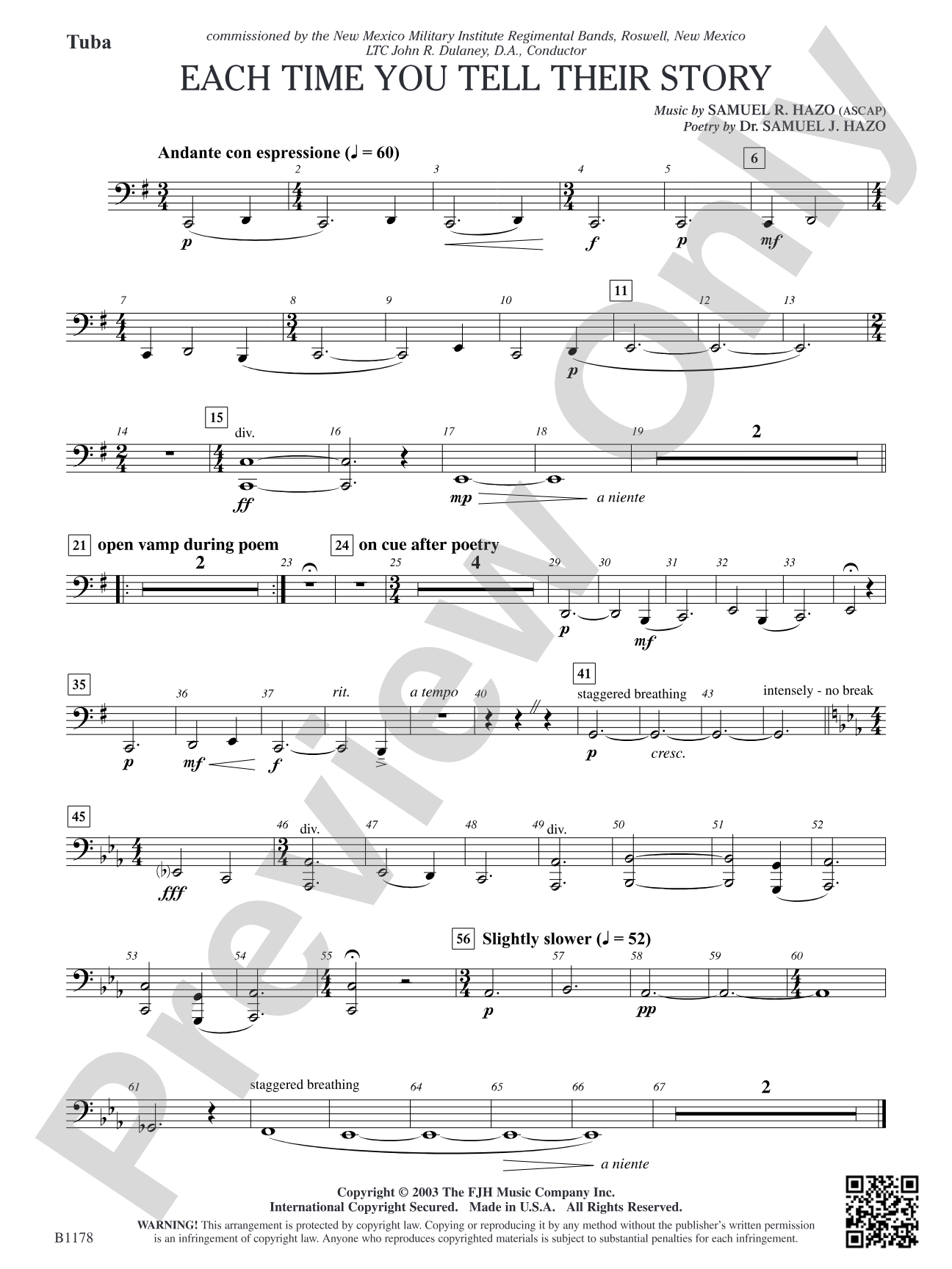 Each Time You Tell Their Story: Tuba