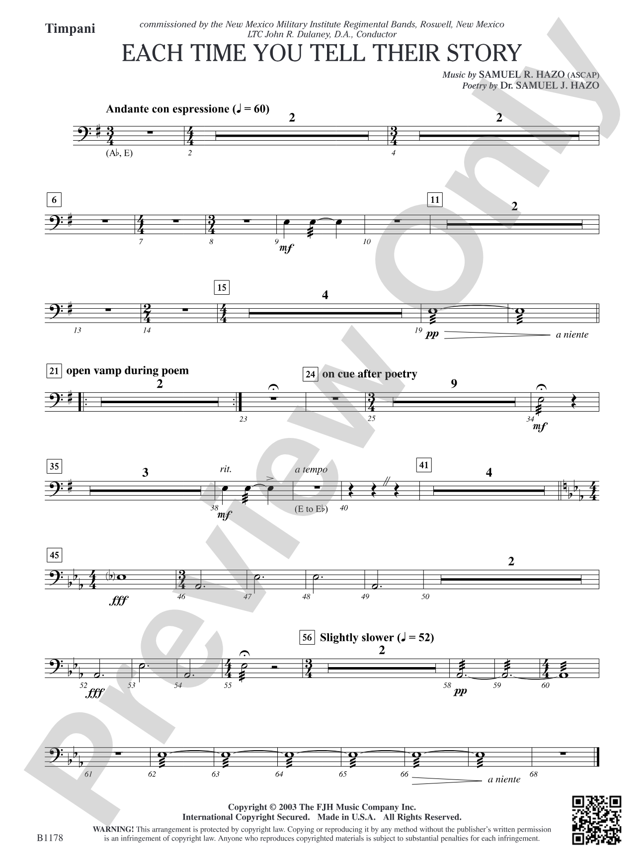 Each Time You Tell Their Story: Timpani