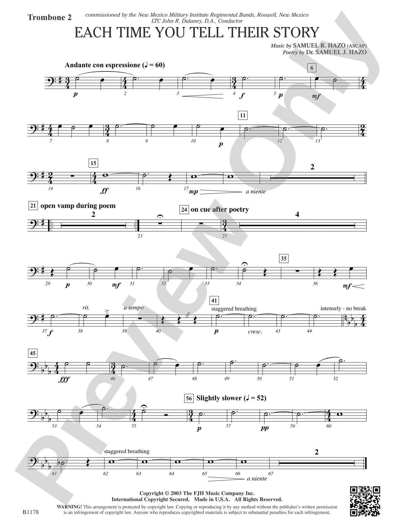 Each Time You Tell Their Story: Trombone 2