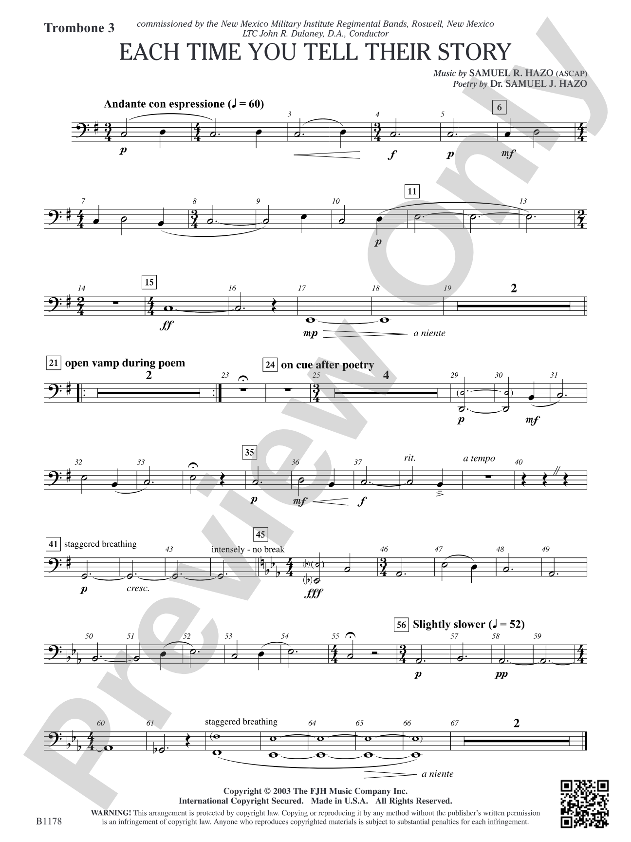 Each Time You Tell Their Story: Trombone 3