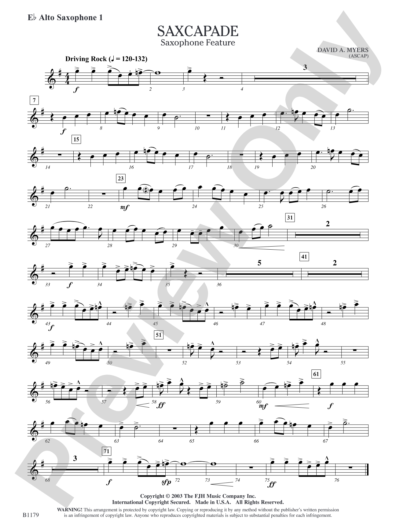 Saxcapade: E-flat Alto Saxophone 1