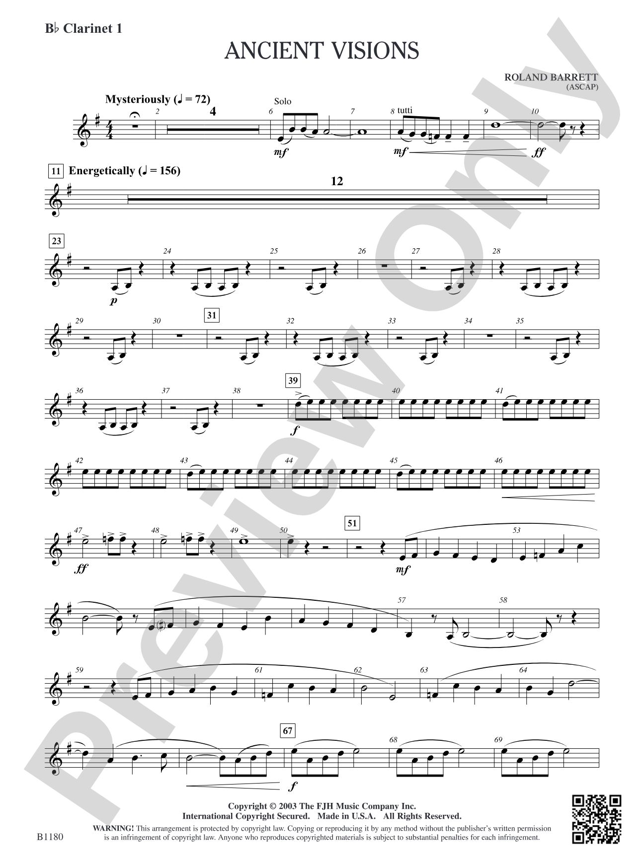 Ancient Visions: B-flat Clarinet 1