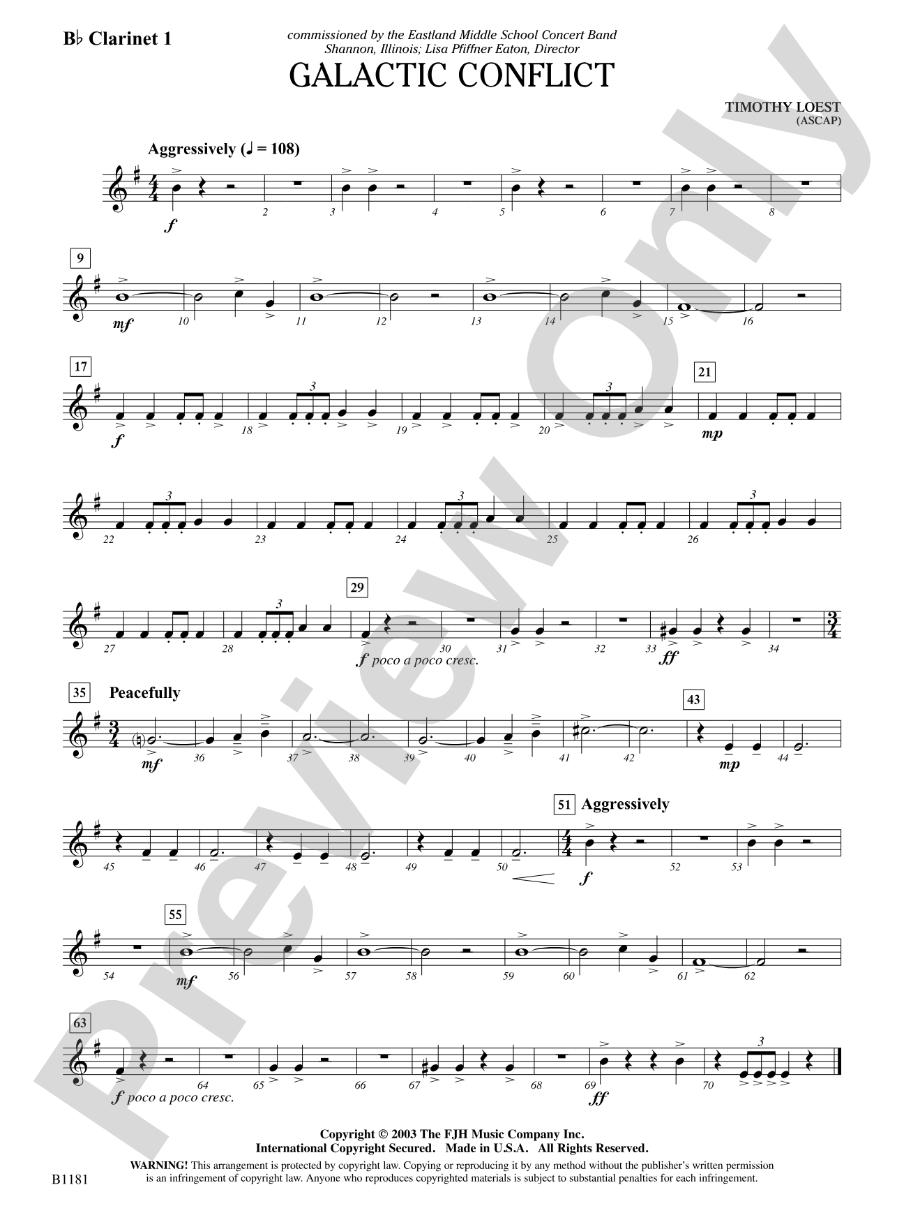 Galactic Conflict: B-flat Clarinet 1