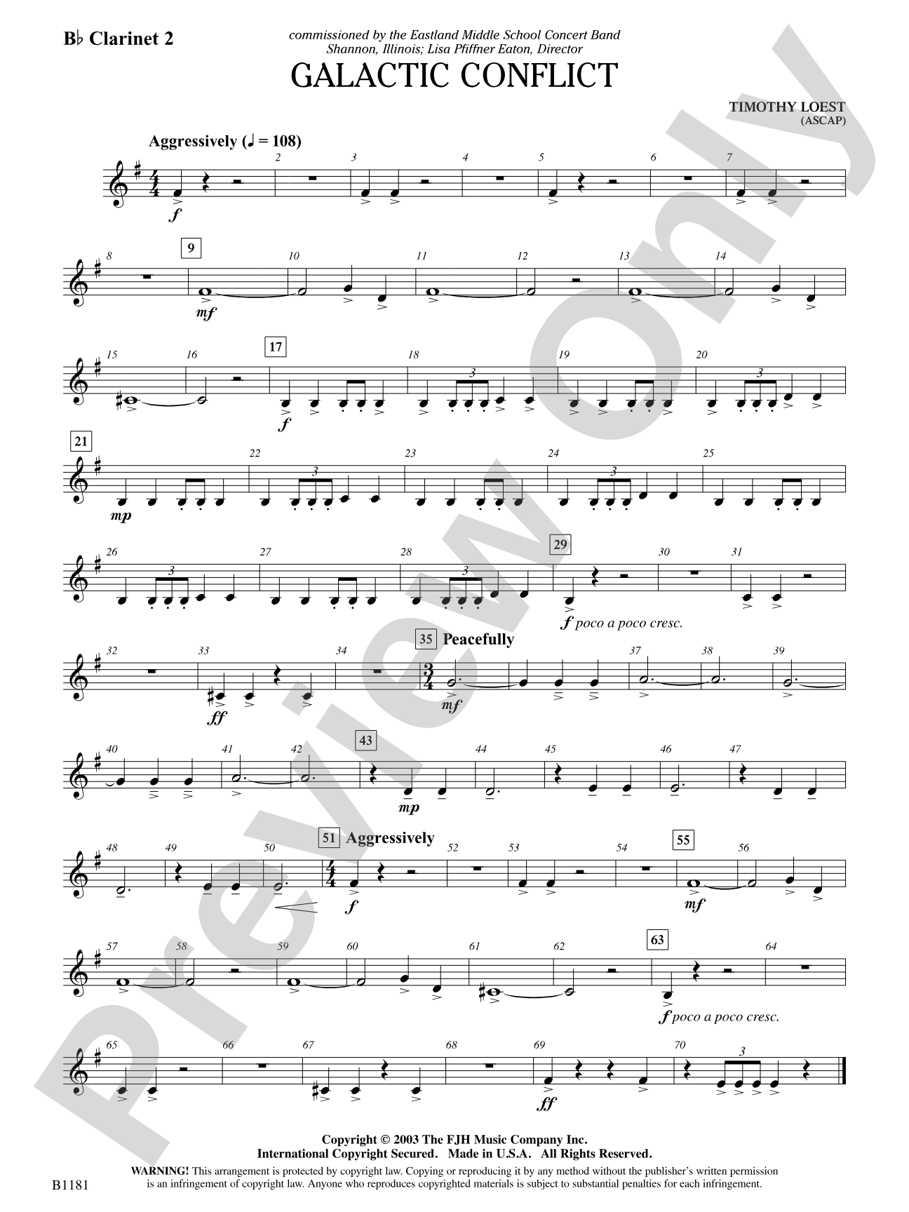 Galactic Conflict: B-flat Clarinet 2
