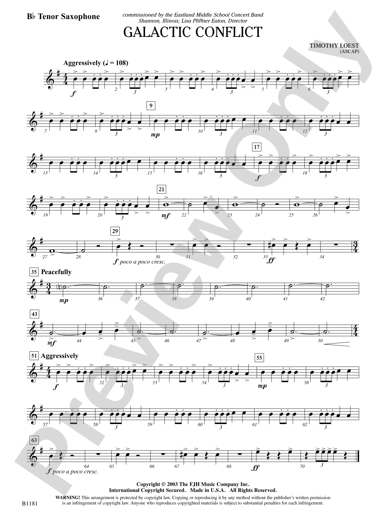 Galactic Conflict: B-flat Tenor Saxophone