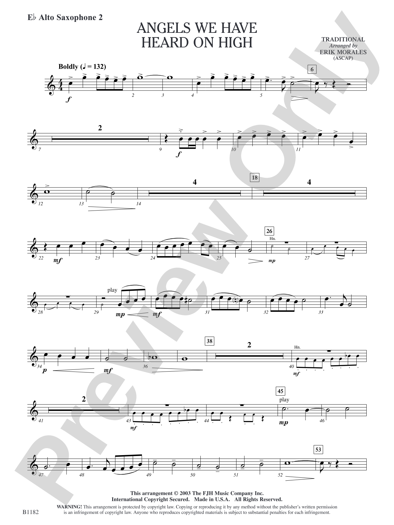 Angels We Have Heard on High: E-flat Alto Saxophone 2