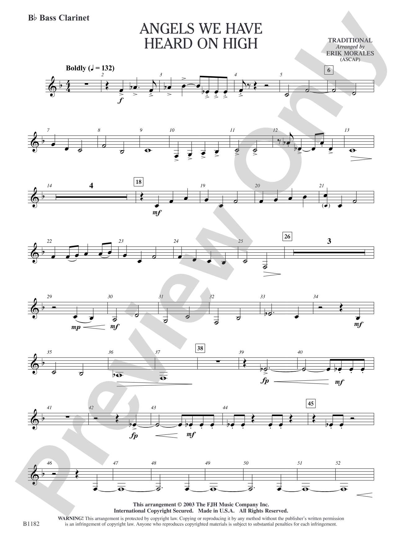 Angels We Have Heard on High: B-flat Bass Clarinet