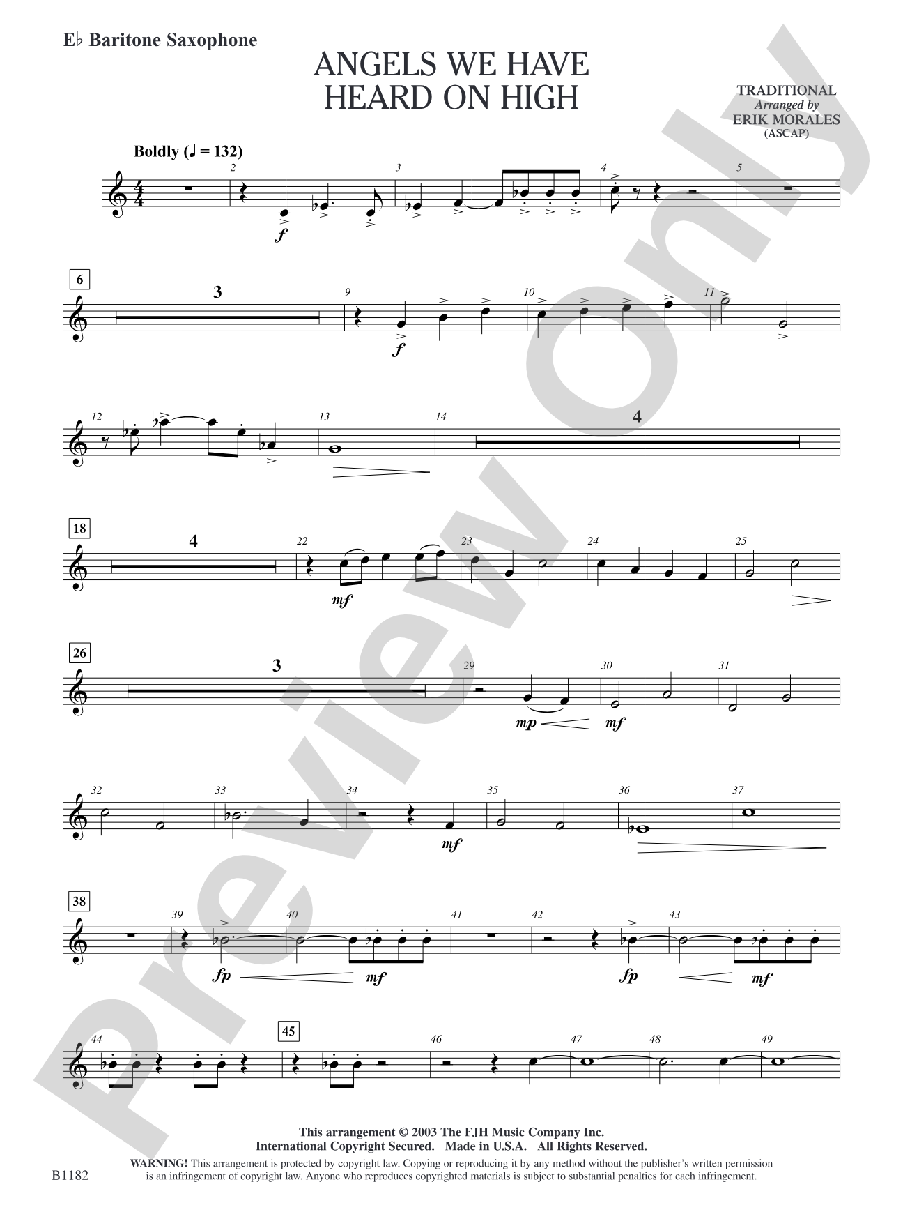 Angels We Have Heard on High: E-flat Baritone Saxophone