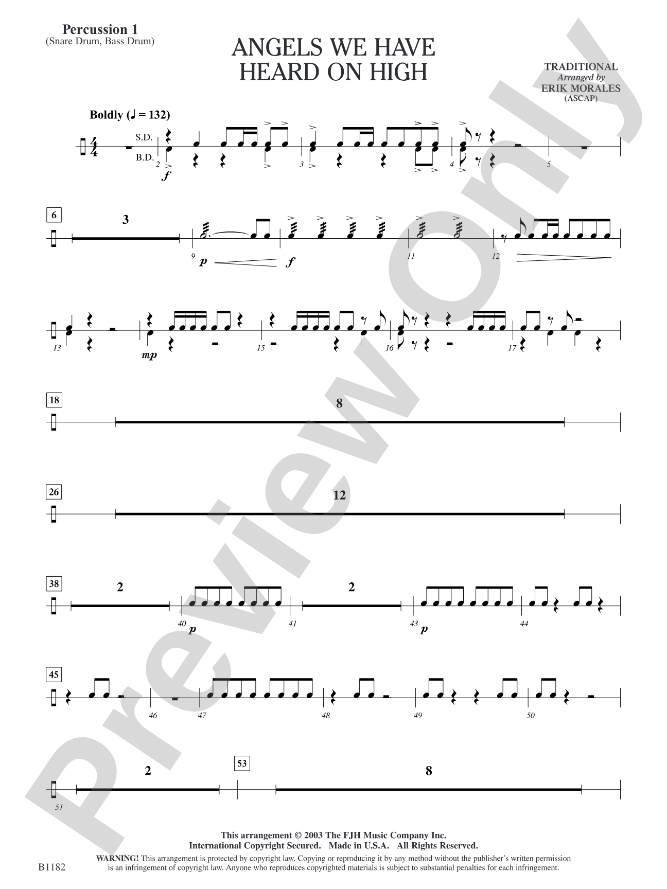 Angels We Have Heard on High: Percussion 1