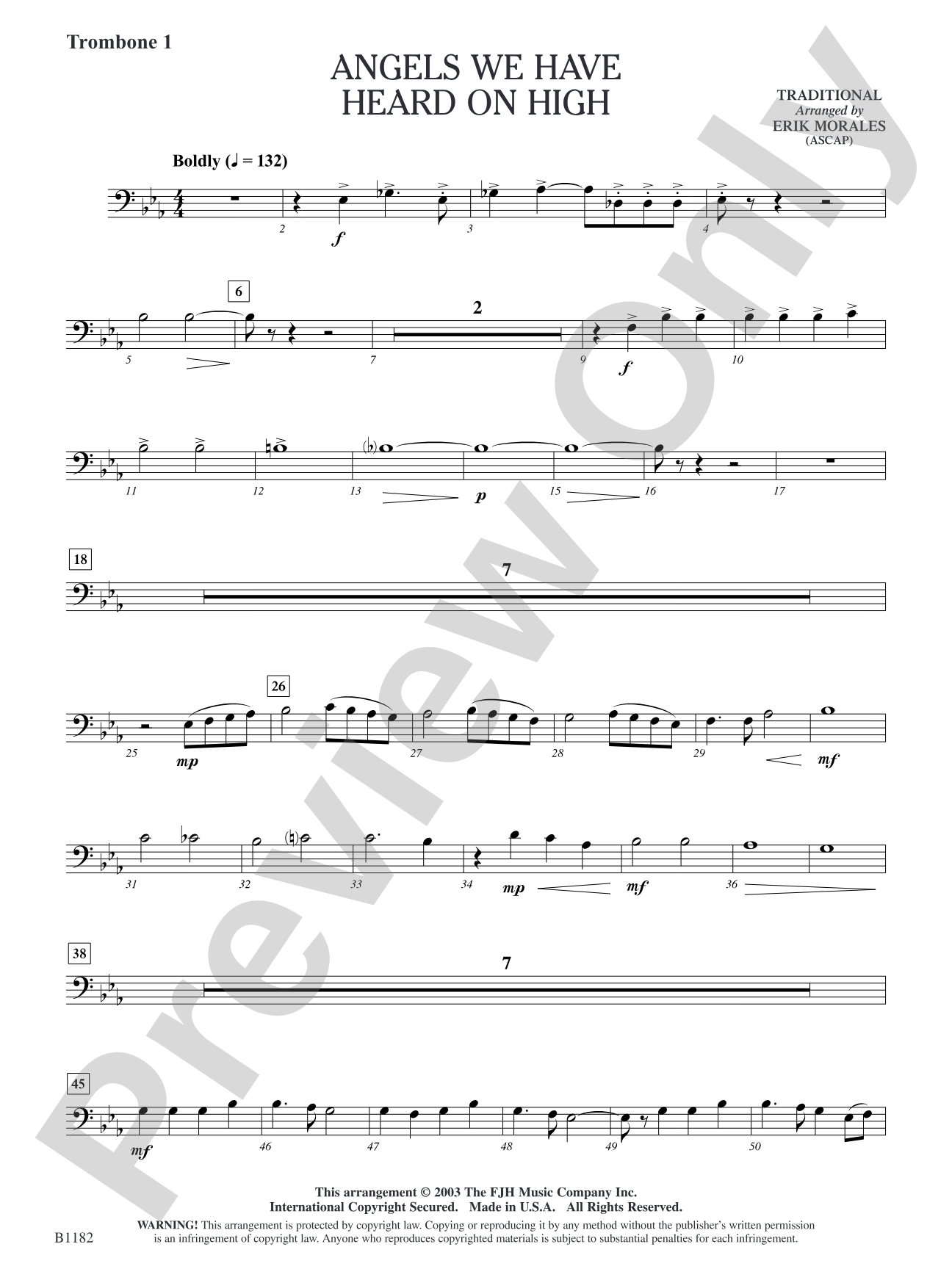 Angels We Have Heard on High: Trombone 1