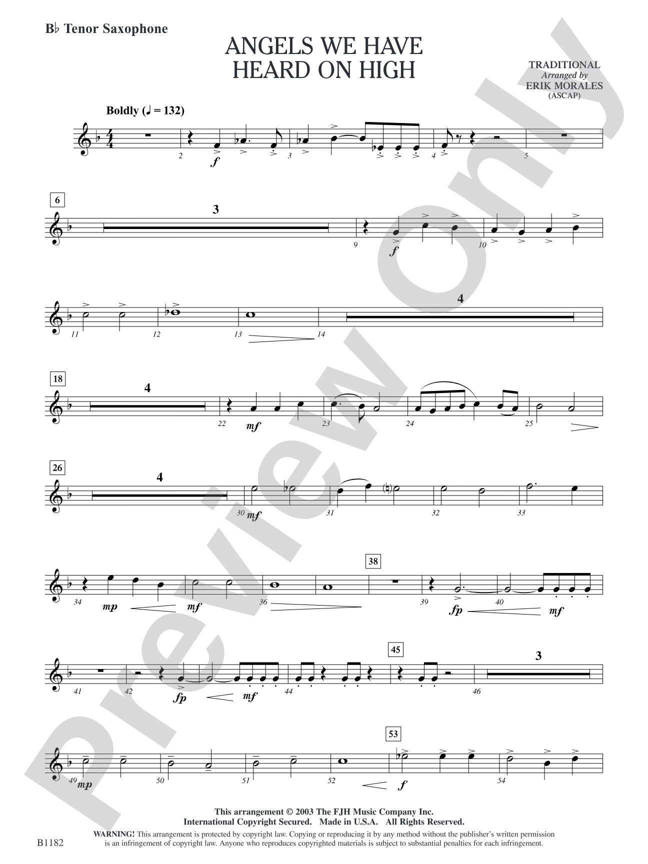 Angels We Have Heard on High: B-flat Tenor Saxophone