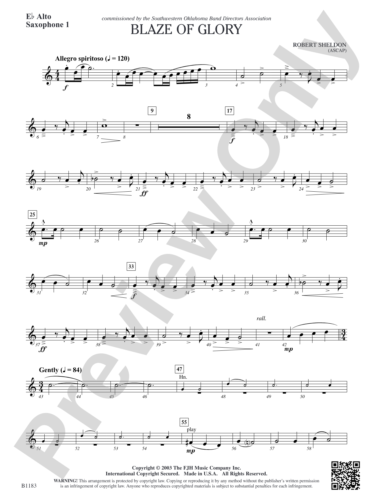 Blaze of Glory: E-flat Alto Saxophone 1