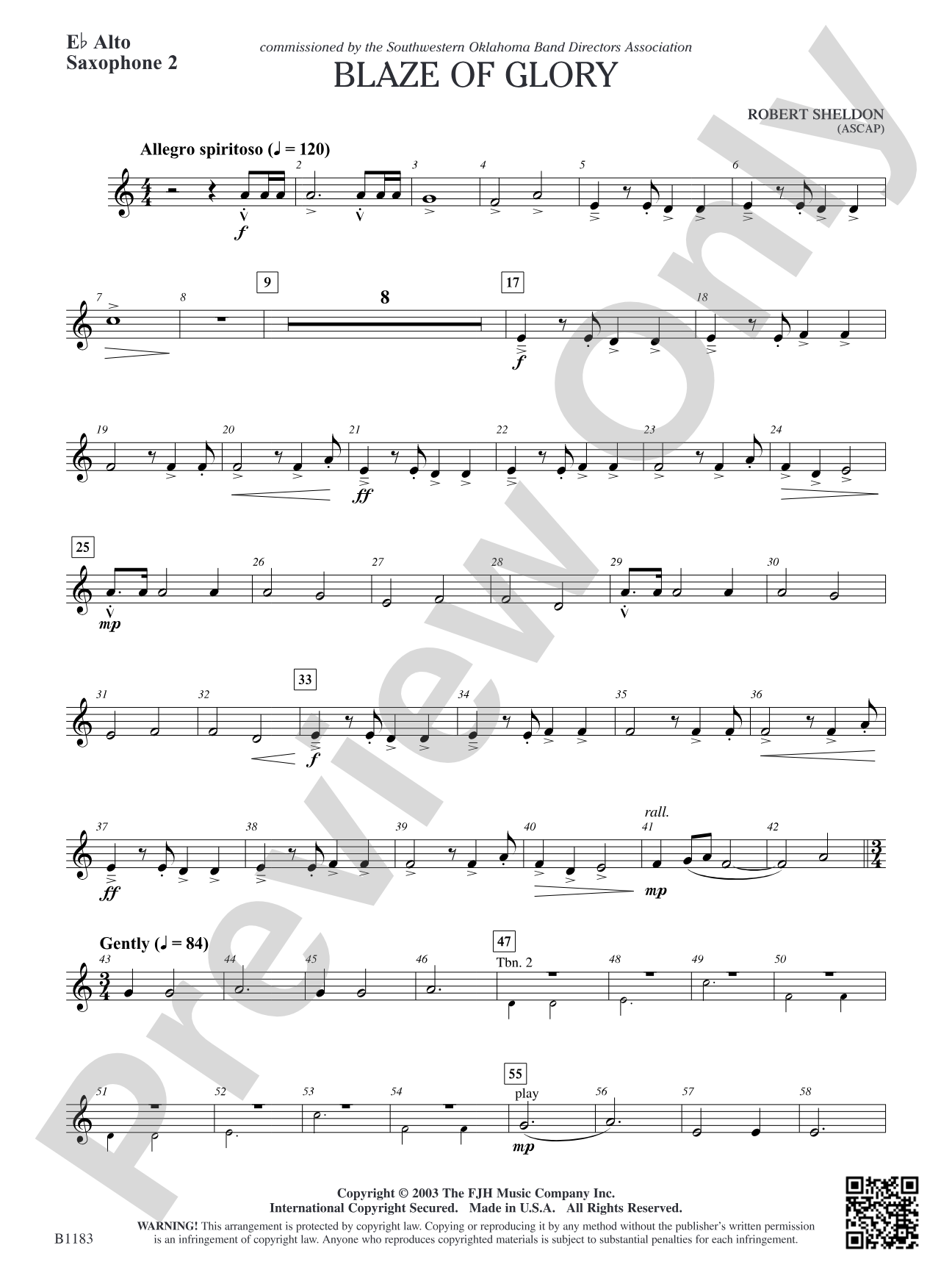Blaze of Glory: E-flat Alto Saxophone 2