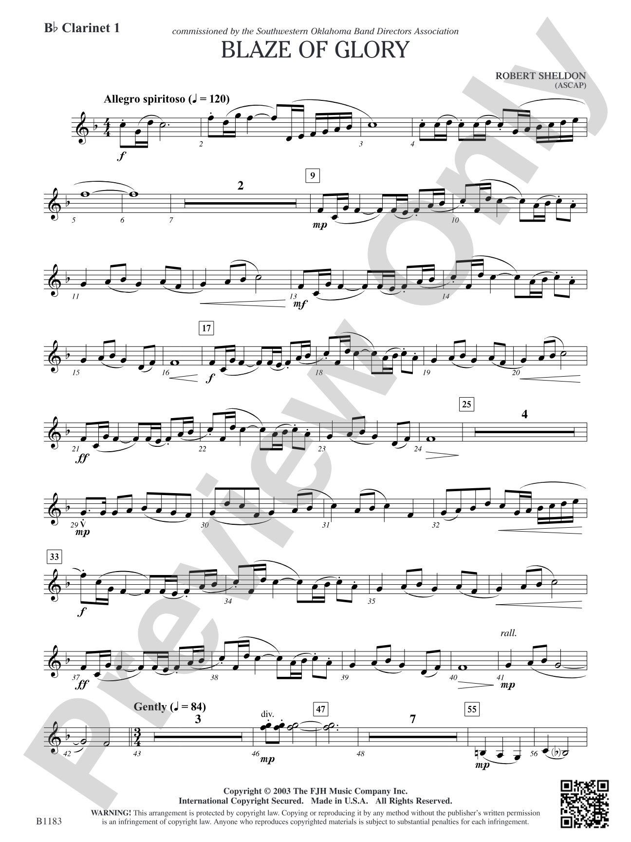 Blaze of Glory: B-flat Clarinet 1