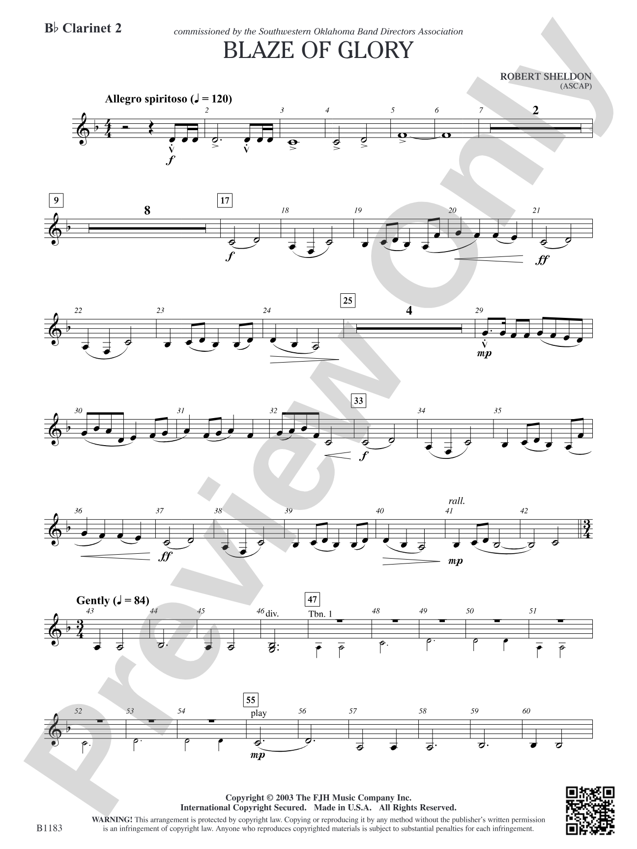 Blaze of Glory: B-flat Clarinet 2