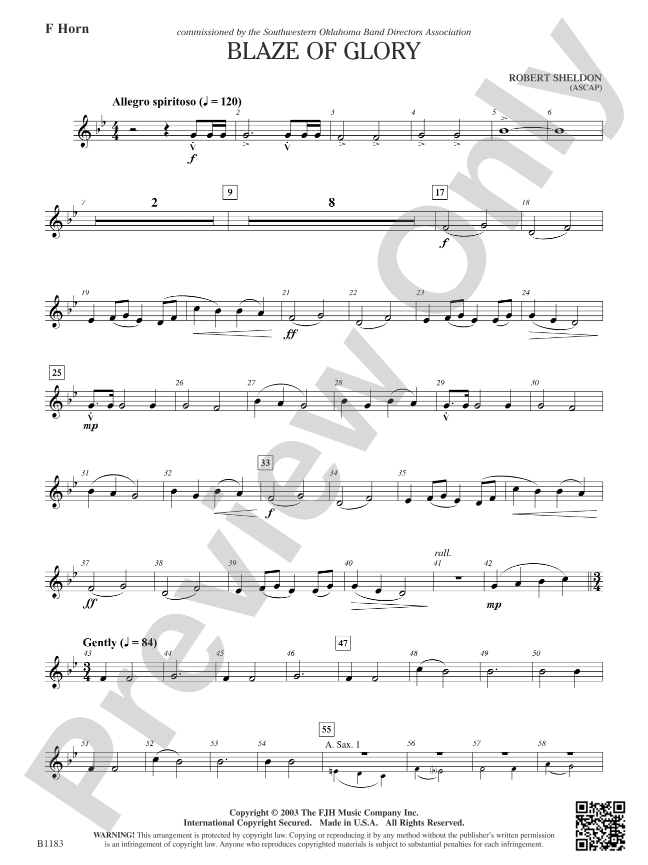 Blaze of Glory: F Horn
