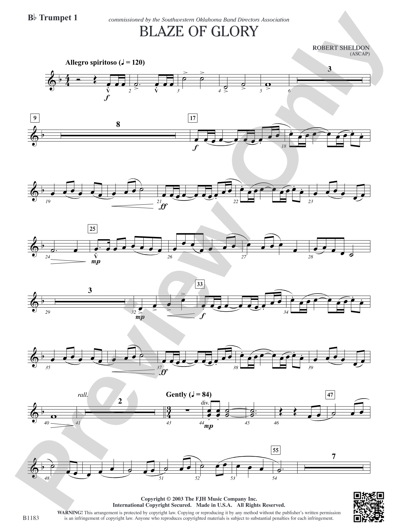 Blaze of Glory: B-flat Trumpet 1