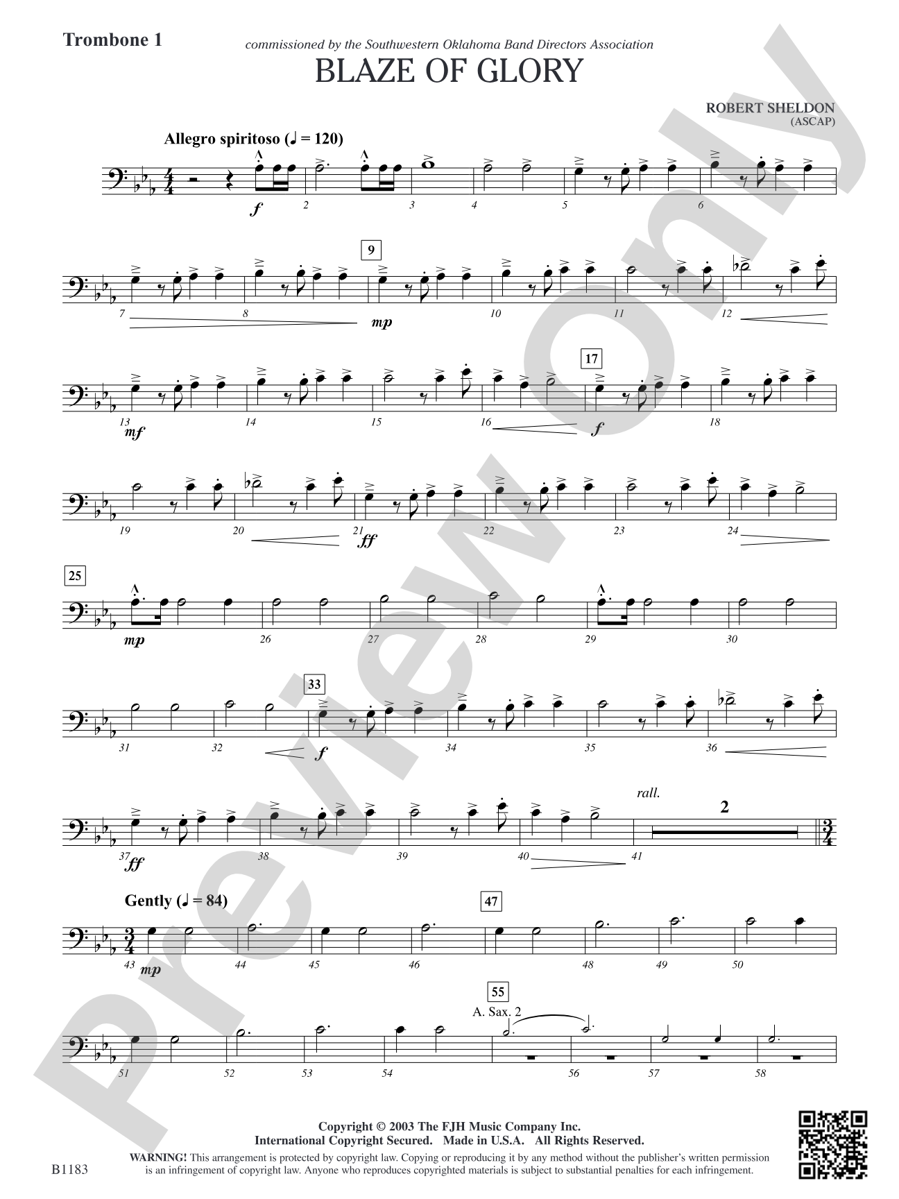 Blaze of Glory: Trombone 1