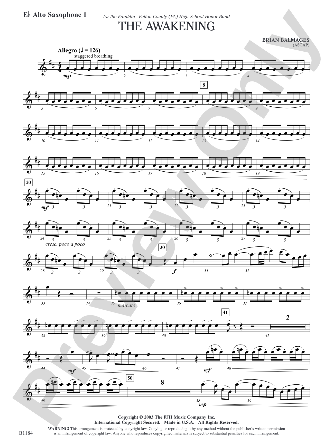 The Awakening: E-flat Alto Saxophone 1
